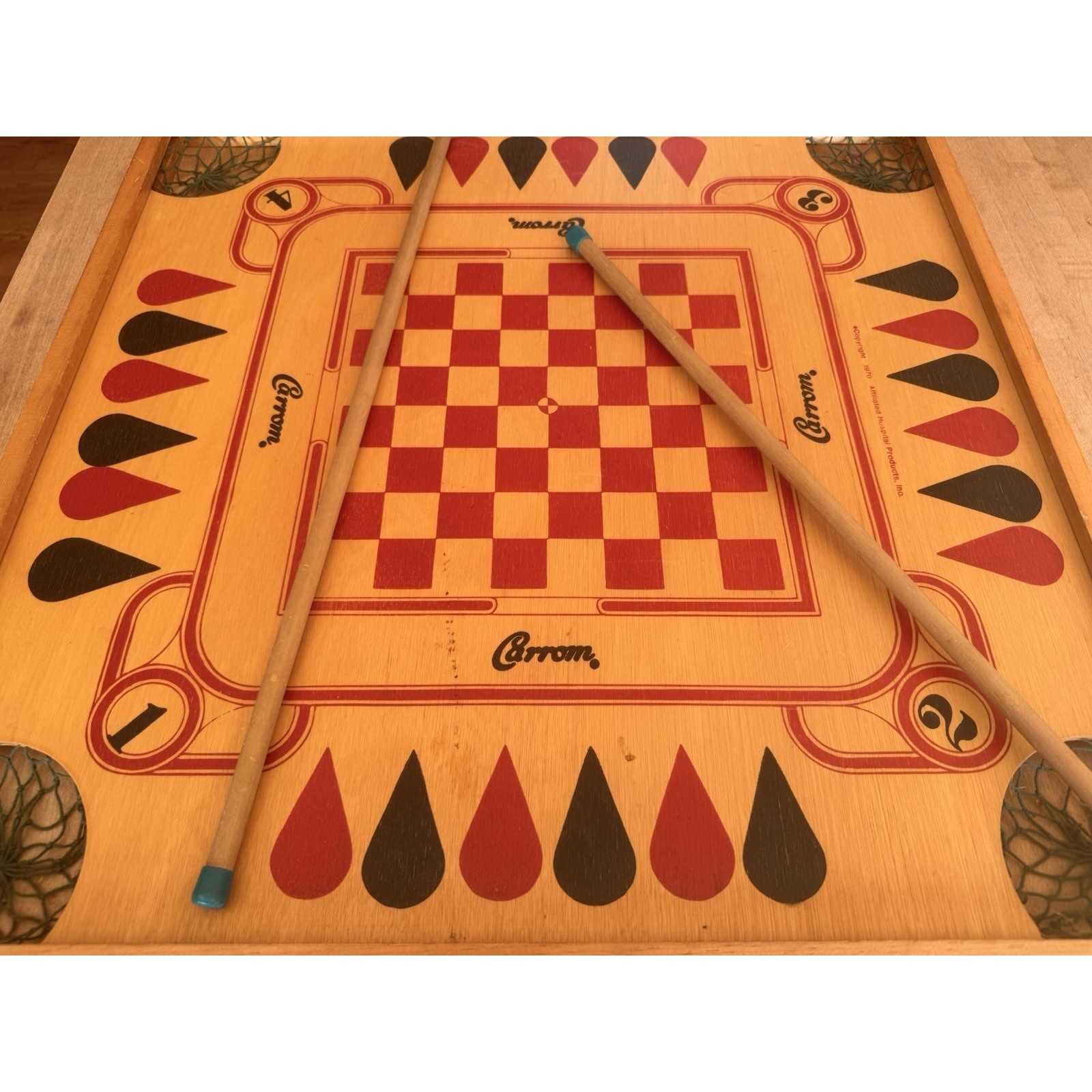 Vintage Carrom Gameboard 125 Games Reversible Wood Board Original Box No. 108