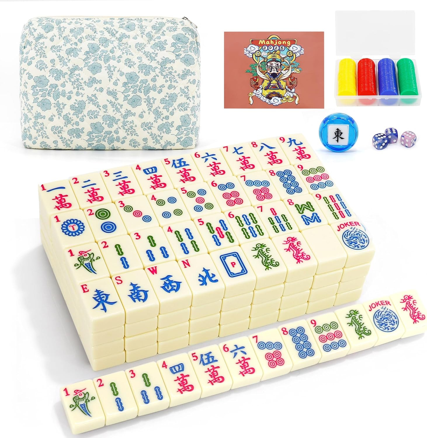 American Mahjong Game Set, 166 Premium Tiles, 1.2-Inch Mahjong Tile Set