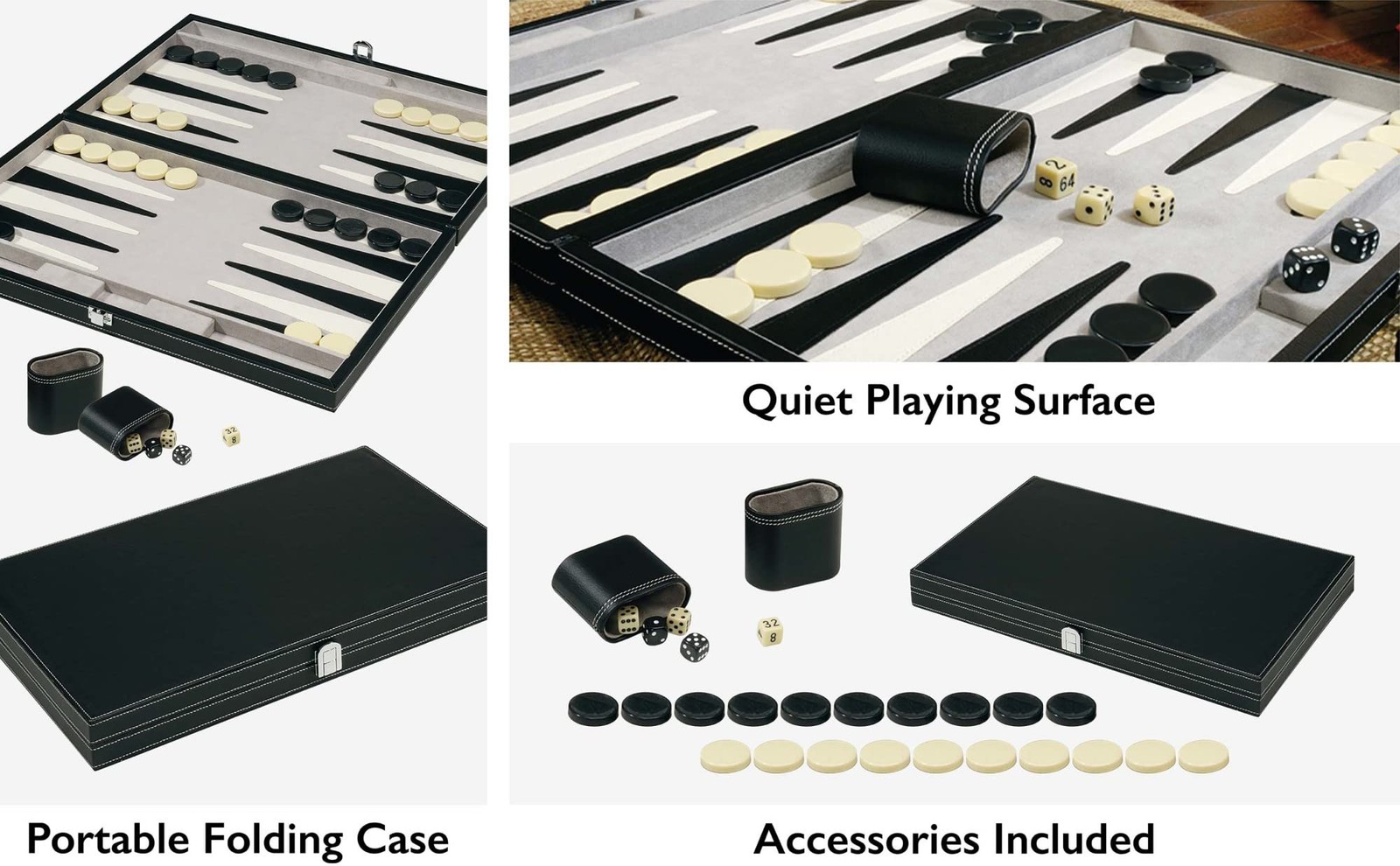 Mainstreet Classics 18 Inch Backgammon Set Leatherette Portable Board Game Case