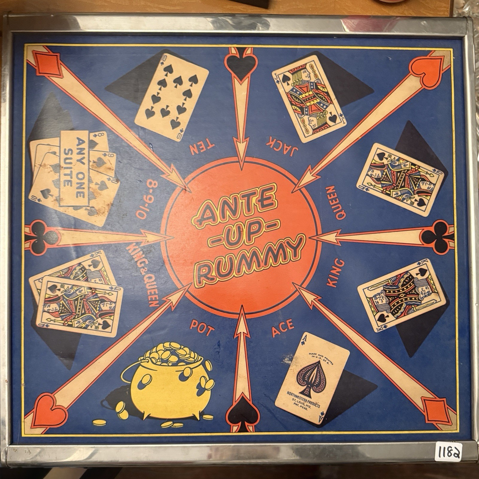 Vintage San Loo Chinese Checkers and Ante Up Rummy Metal Frame Holds Marbles