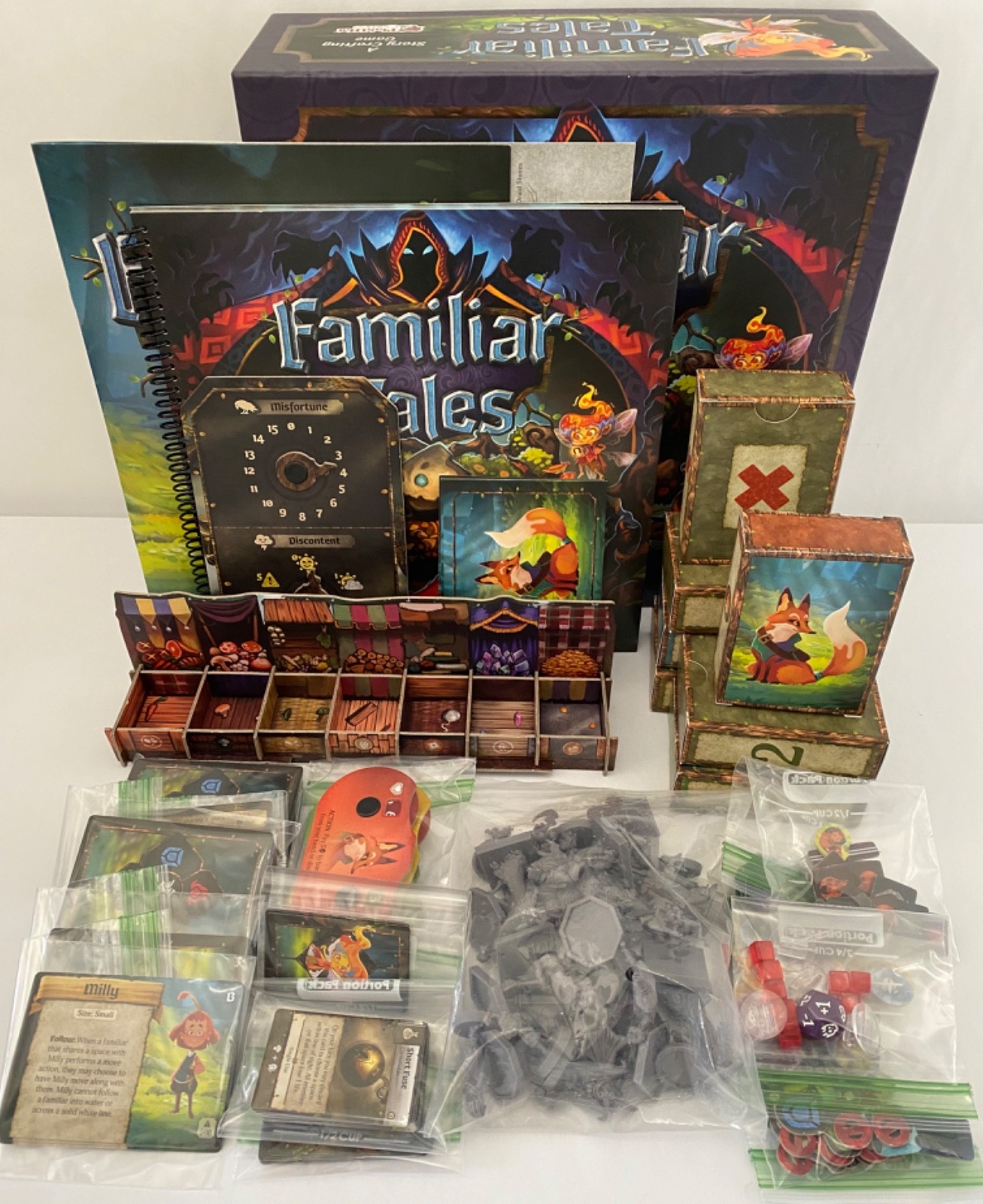 FAMILIAR TALES PLAID HAT BOARD GAME WITH FORAGERS MARKET SUPPLY TRAY