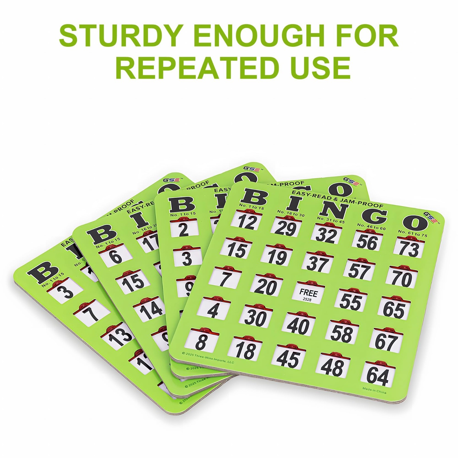 Jumbo Easy-Read Shutter Slide Bingo Cards – 10-Pack Reusable Bulk Set