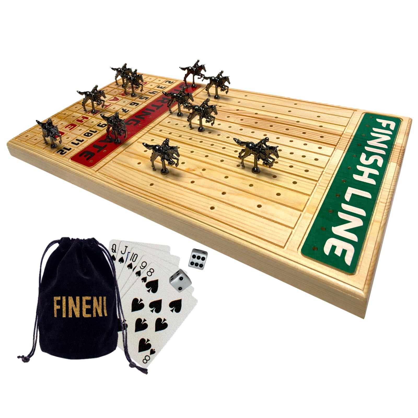 Horse Racing Board Game with Luxurious Durable Metal Horses, 11 Pieces, Black…