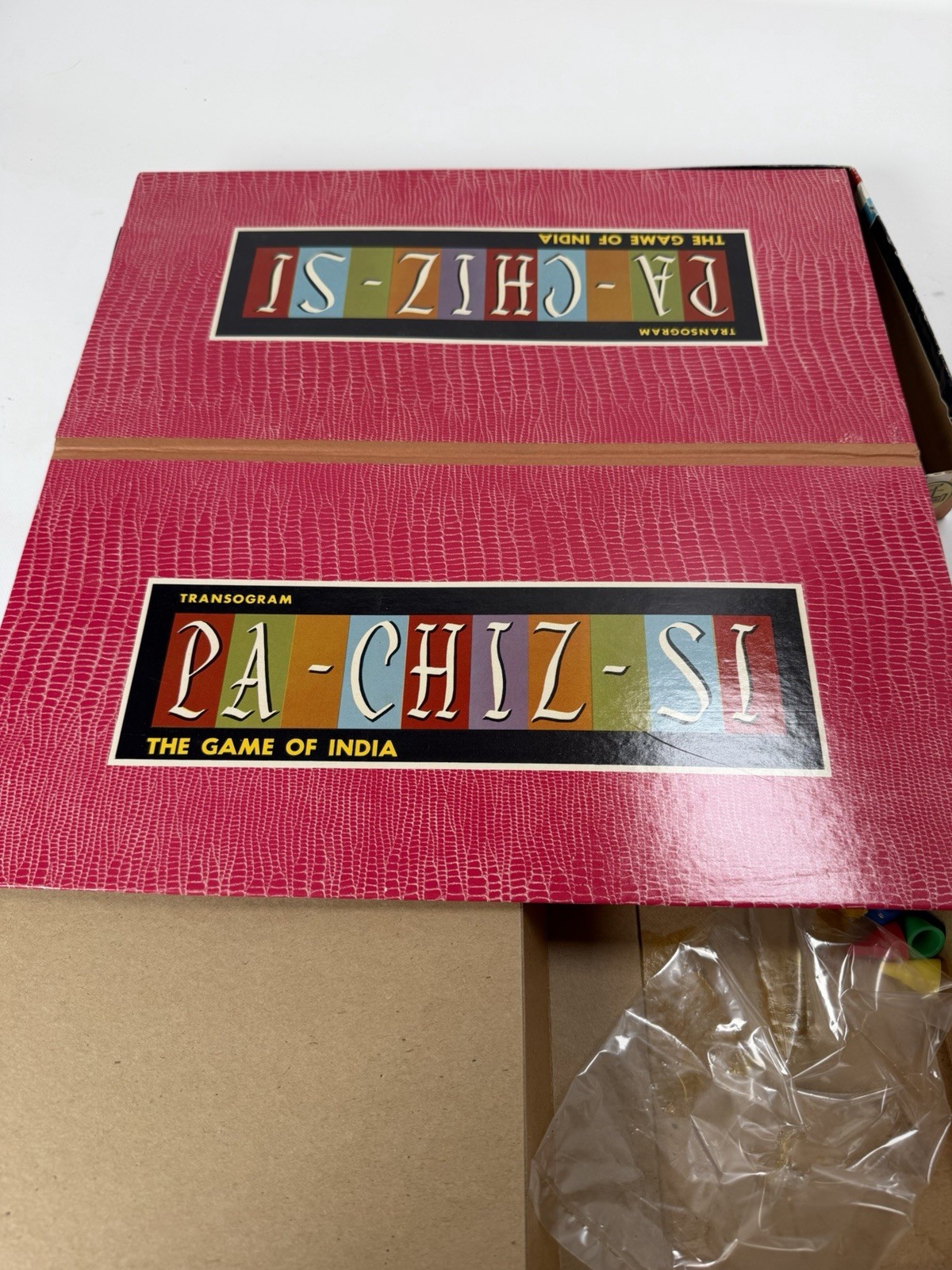 PACHISI Board Game Tiger Cover Classic Game of India Vtg PARCHEESI Complete