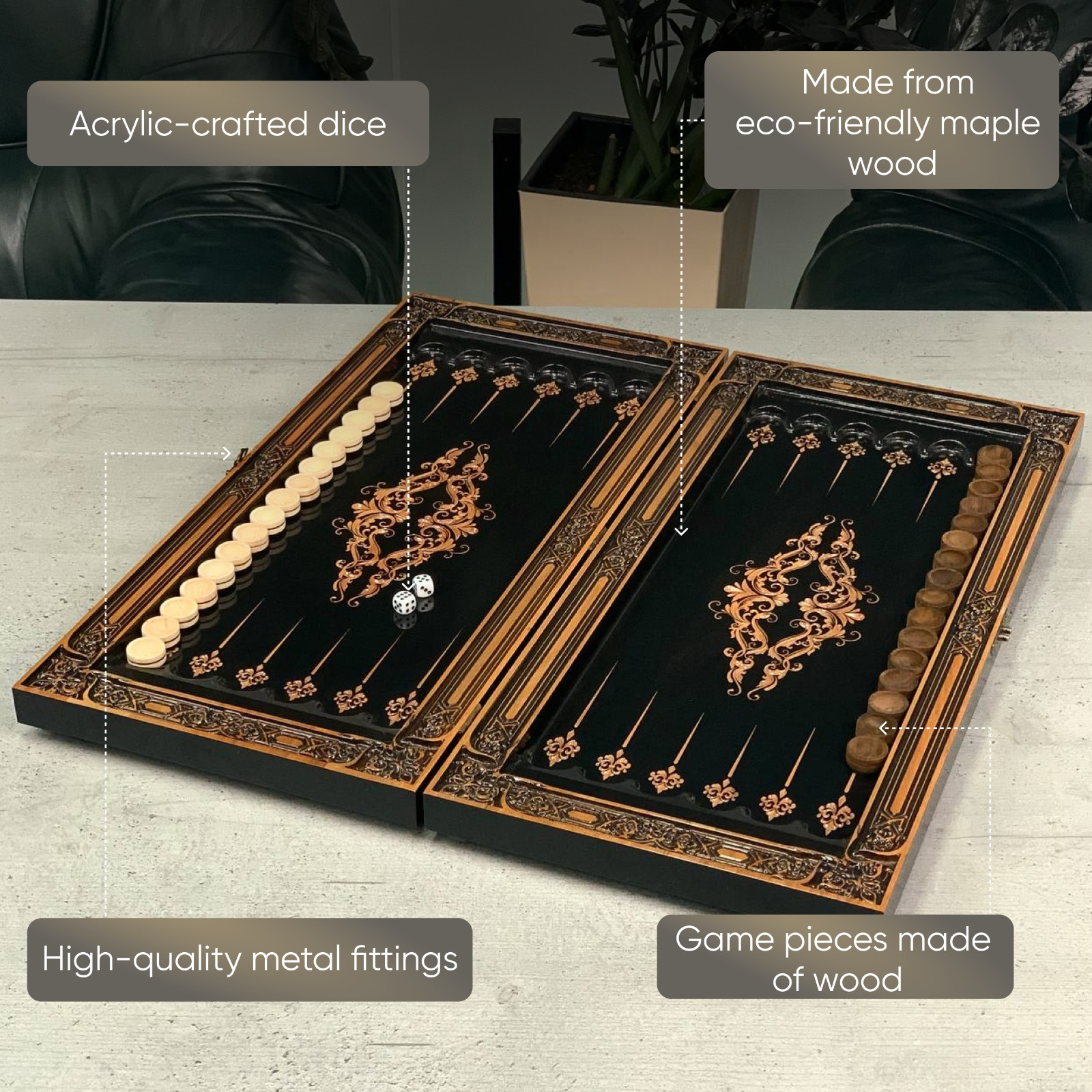 IN STOCK Luxury Maple Wood Backgammon Set Handmade Lion Design Custom Gift Men