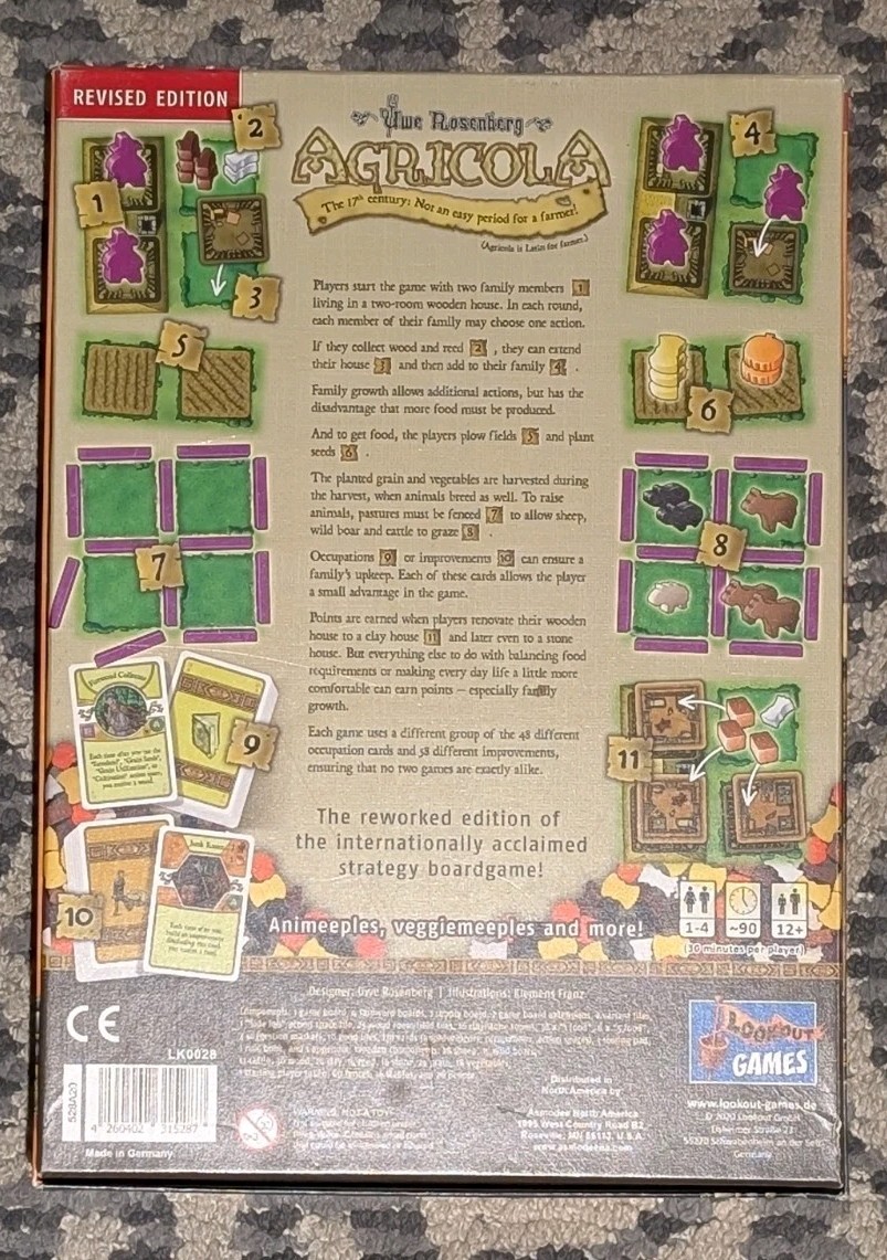 Agricola Board Game Advanced Level Open and Complete