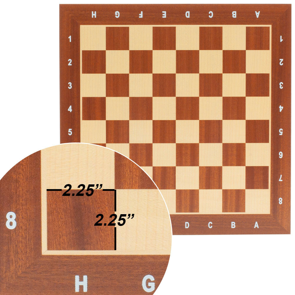 21×21″ Maple&Sapele Inlaid Wood Chess Board w/57mm Square. Flat Chess Game Board