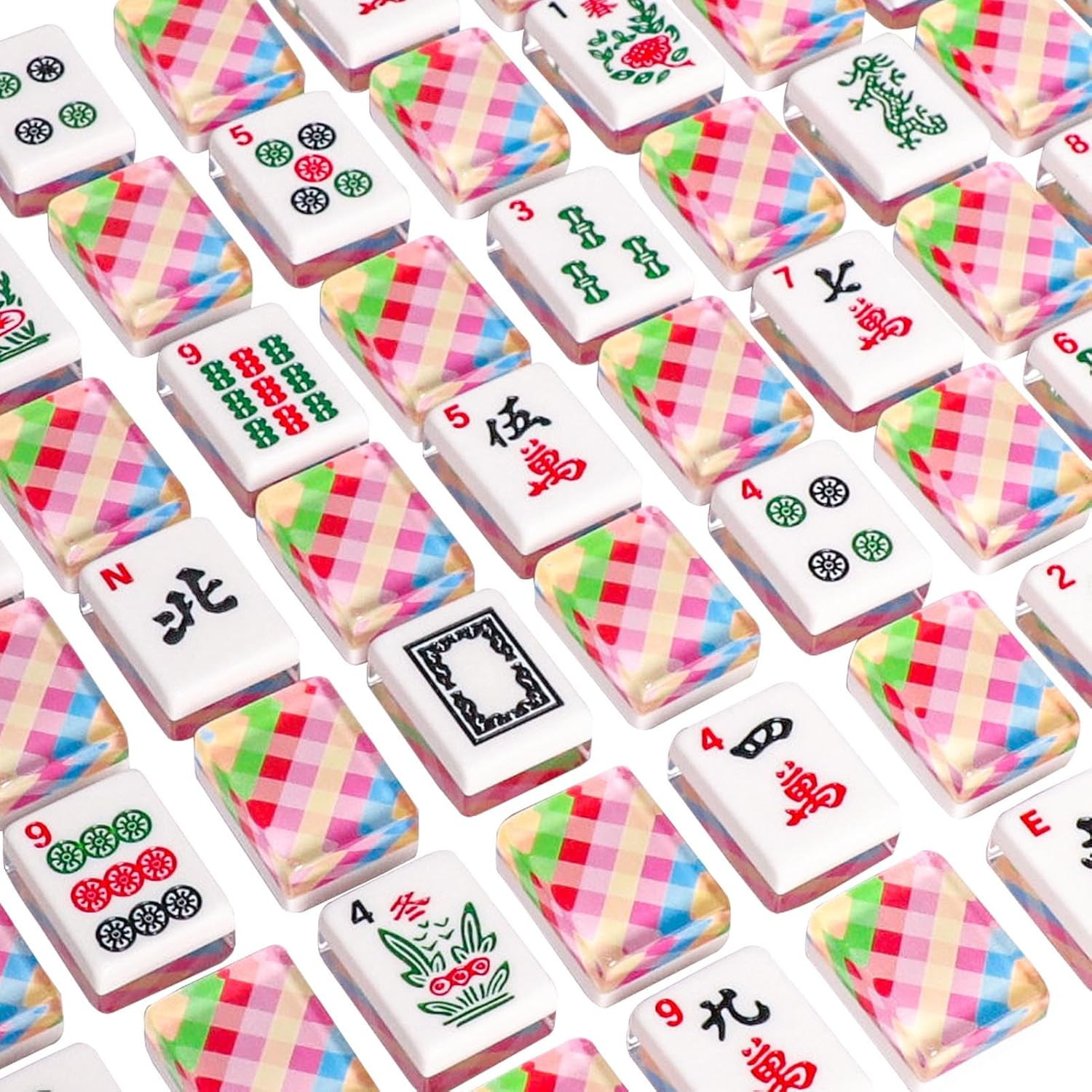 Set of American Mahjong Tiles, 166 Premium Acrylic Tiles with Colorful Prints(1.