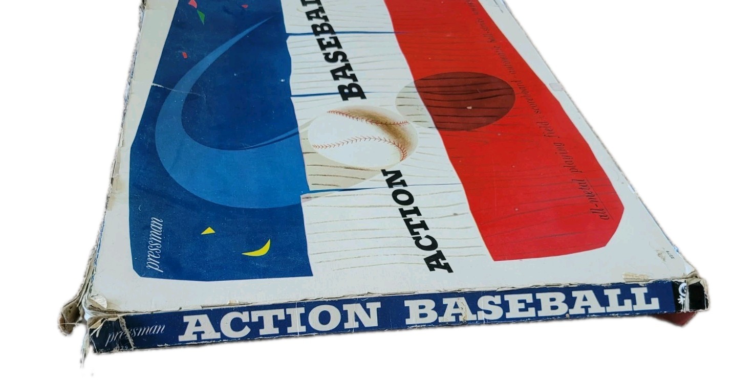 Vintage 1960’s Pressman Action Baseball Playing Board2 marbles, 1 player peg