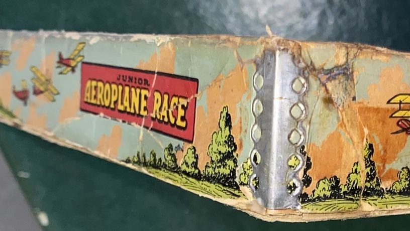 Antique Wolverine Round the World fliers metal lithographed board game in box!