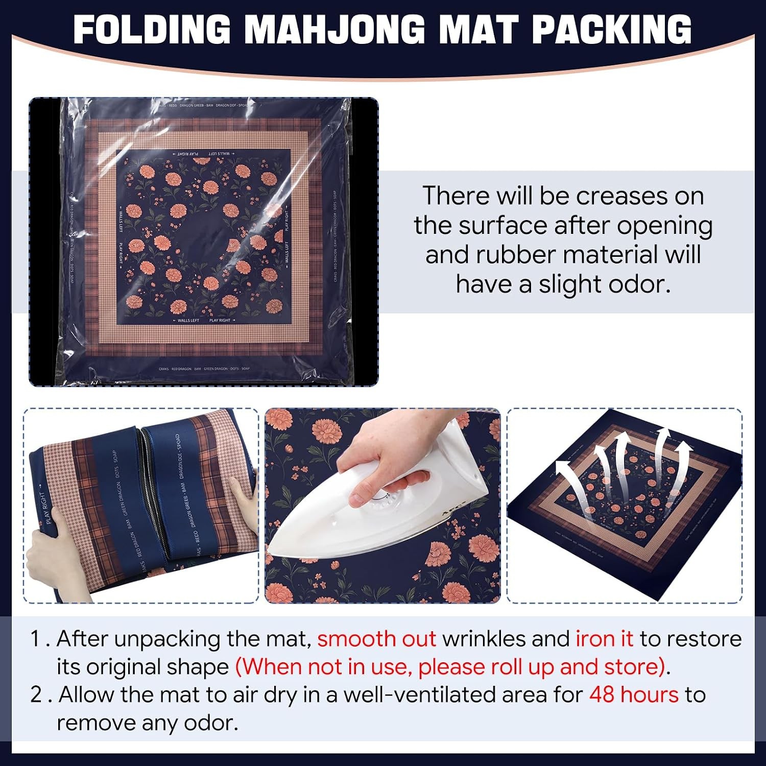 American Mahjong Table Mat 31.5 x 31.5 Inch Drydiet Mahjong Game Mat with