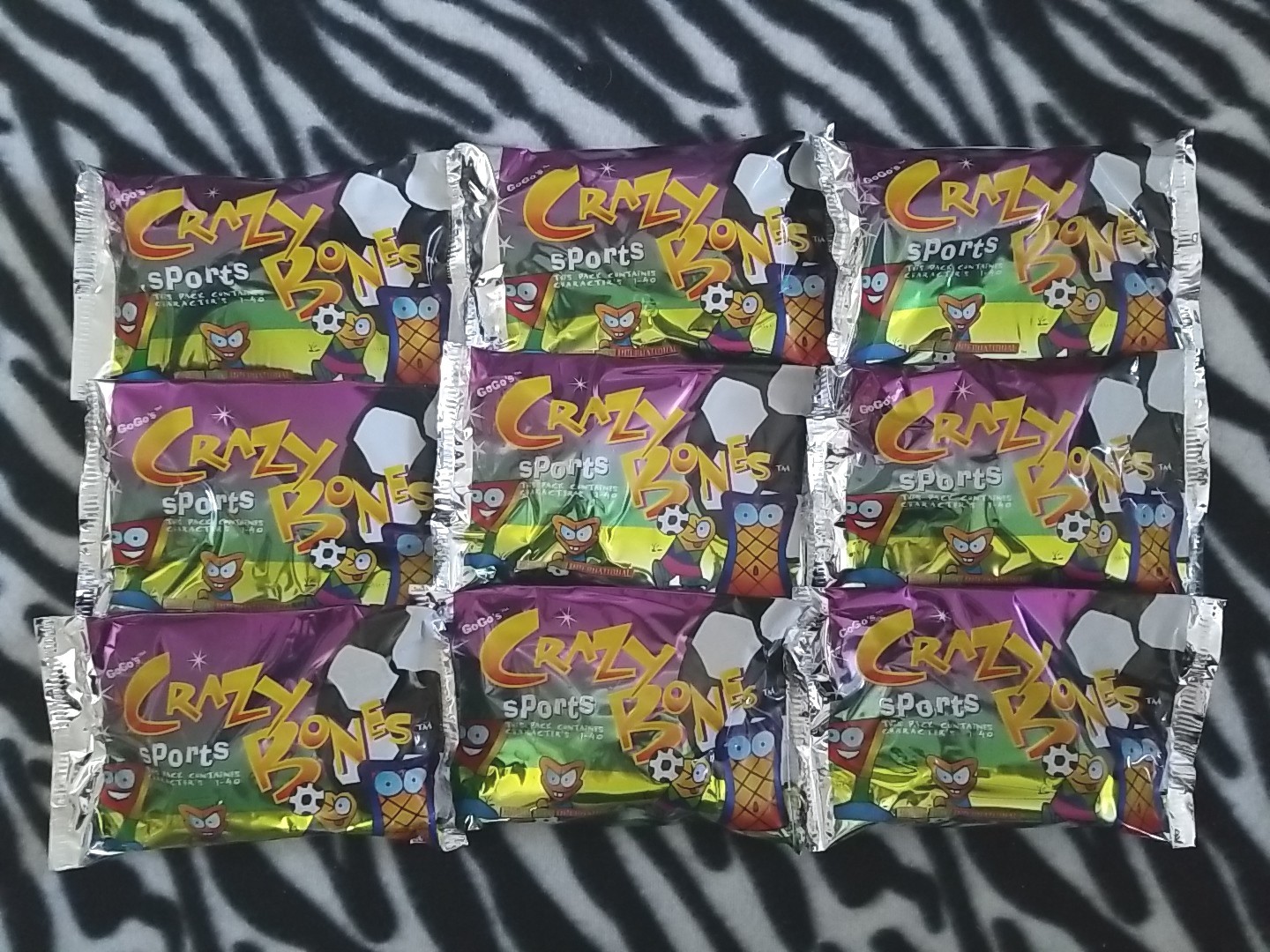 9 NEW SEALED PACKS GOGOS CRAZY BONES ORIGINAL “SPORTS” VERSION ☆☆ 36 BONES ☆☆