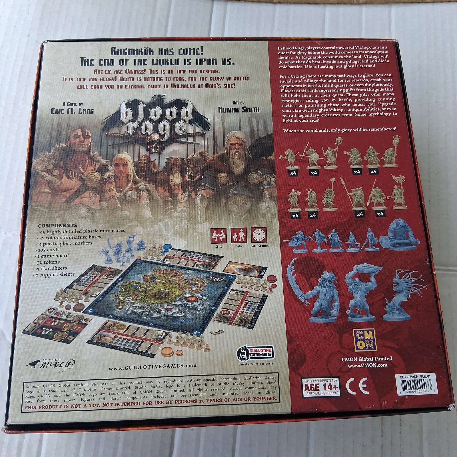 Blood Rage Core Game Box Eric M. Lang CMON 99% Complete Very Good Condition