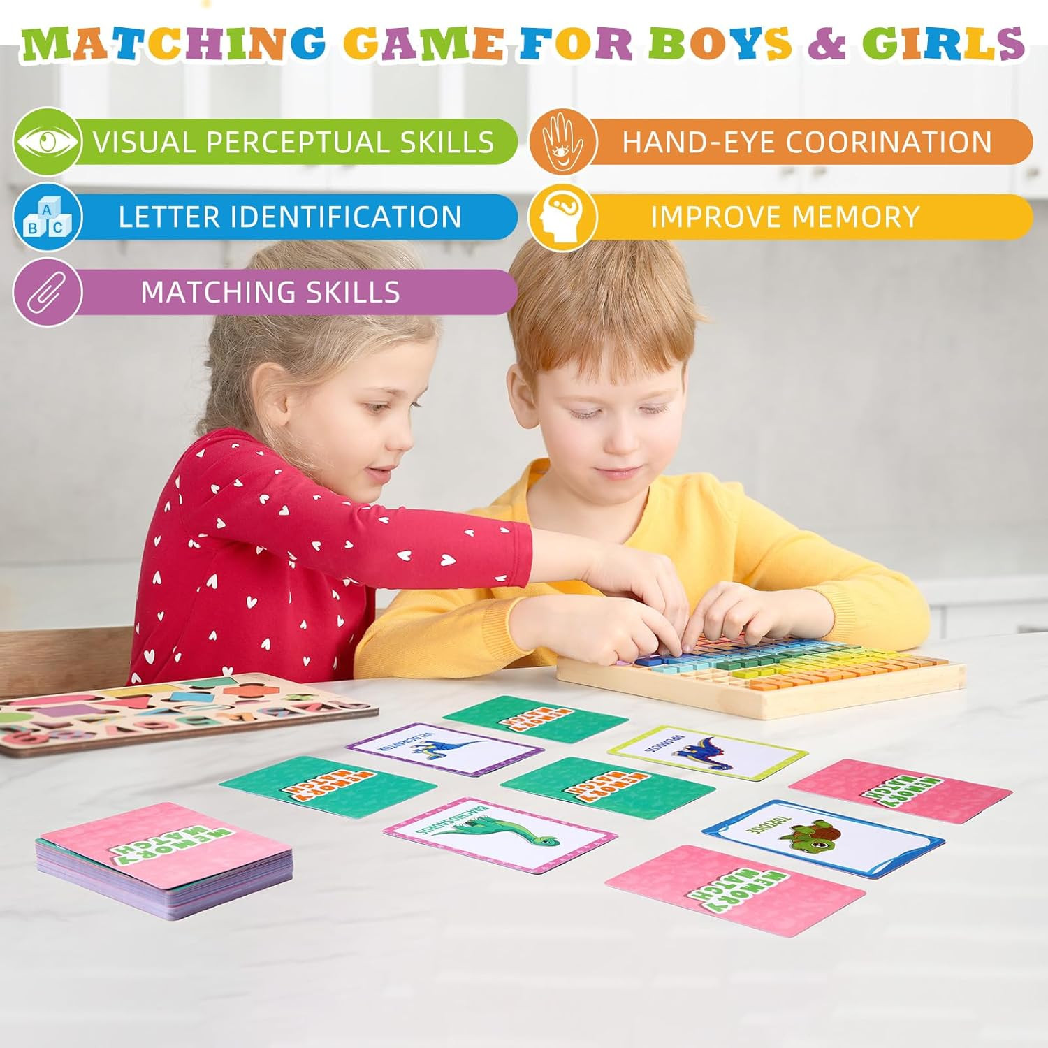 Zubebe 4 Sets Memory Matching Game for Kids Memory Match Fun Matching Game Educa