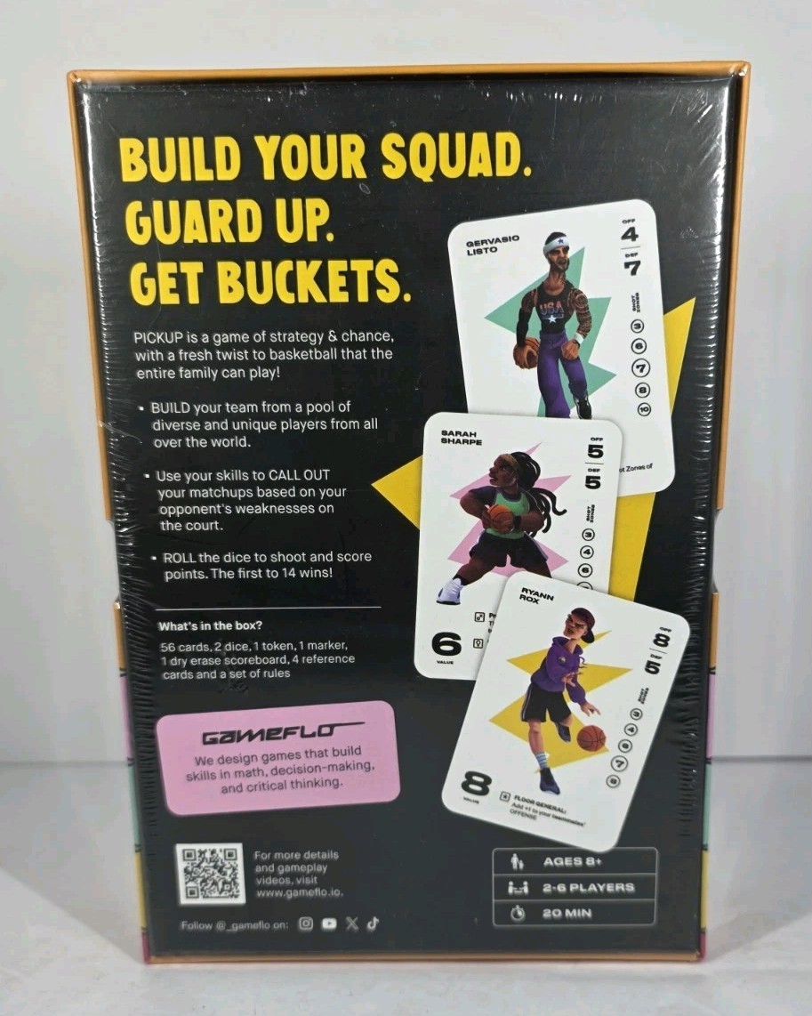Gameflo Pickup Basketball Card Game Of Strategy Ages 8+ 2 – 6 Players Sealed New