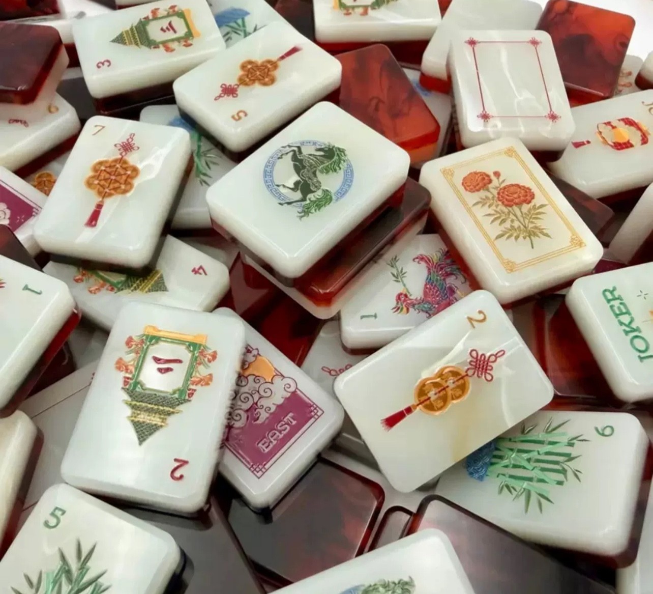 New high-end Red flame color American Mahjong Tiles set ,160 tiles+ Bag