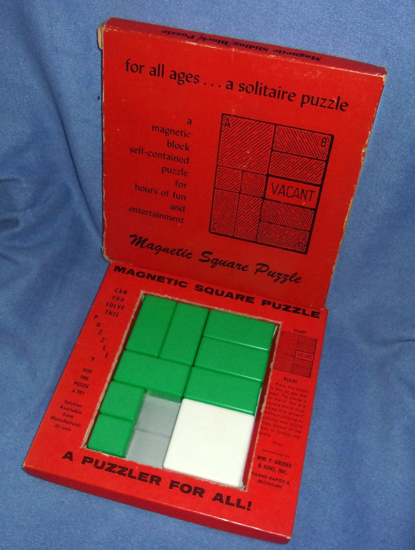 VINTAGE WM. F. DRUEKE & SONS MAGNETIC SQUARE BRAIN TEASE PUZZLE – 1961
