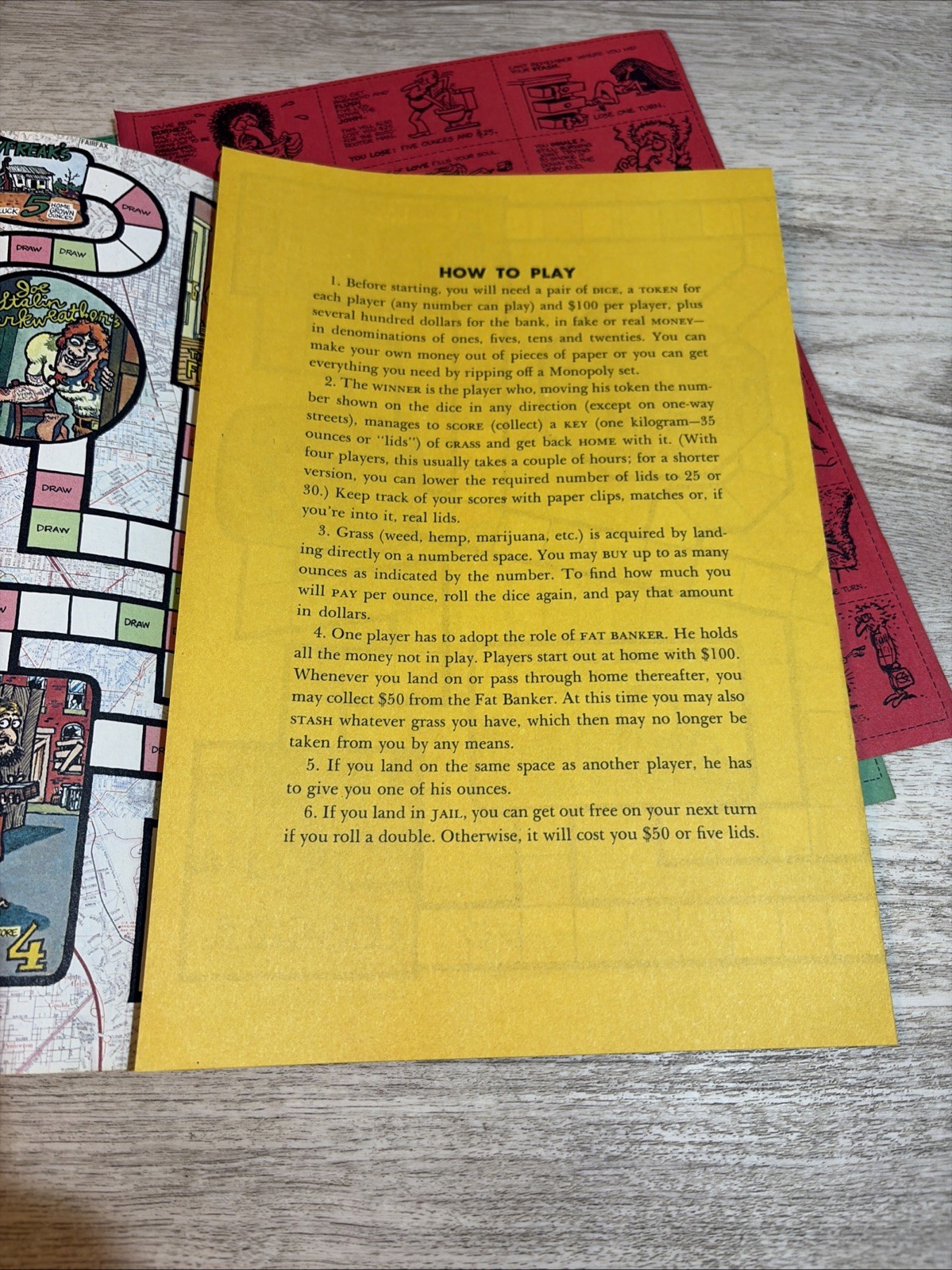 FABULOUS FURRY FREAK BROTHERS Pull Out GAME-1971-RARE- “FED”N” HEADS” COMPLETE
