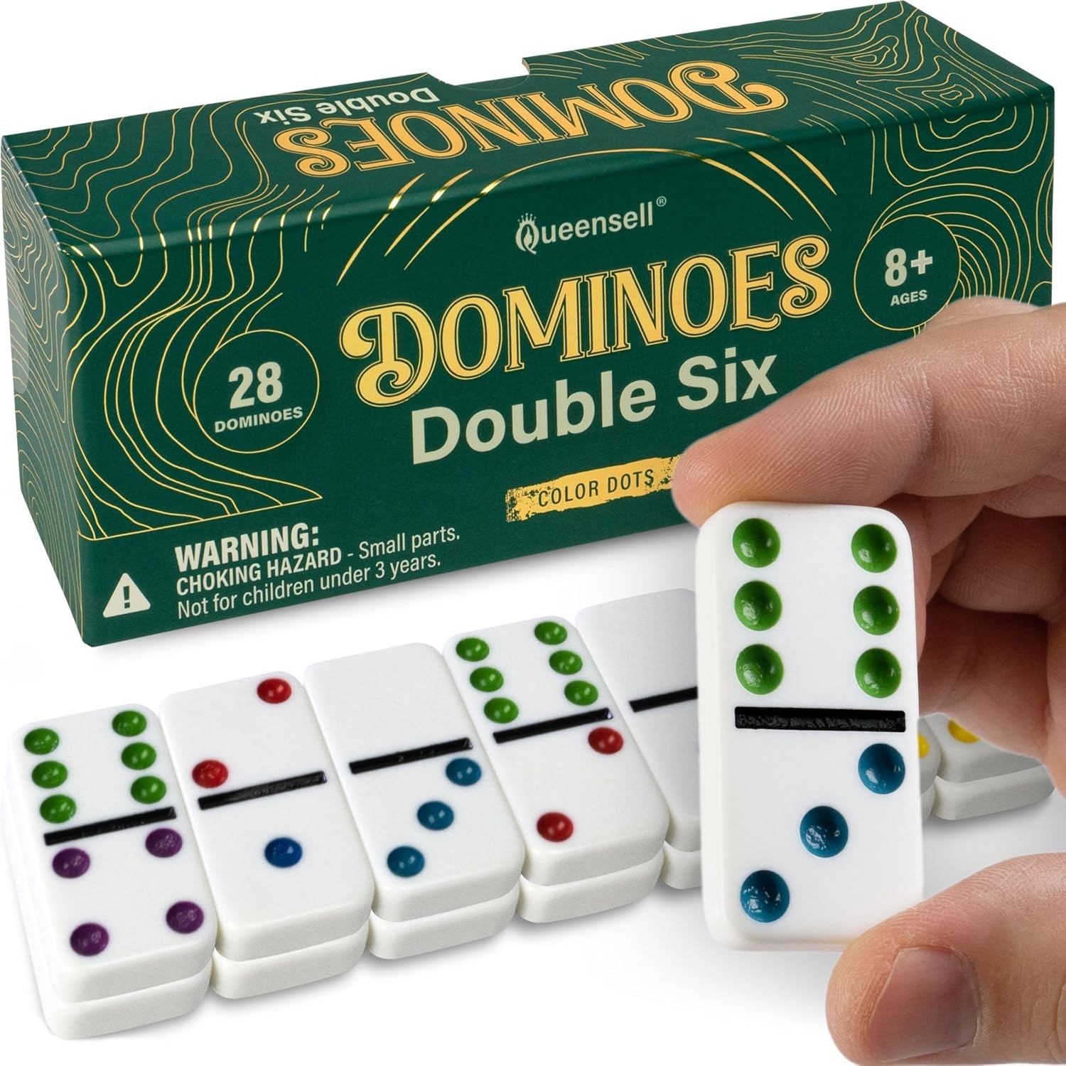 Dominos Set for Adults and Kids with Colored Dots – Double 6 Dominoes Set – C…