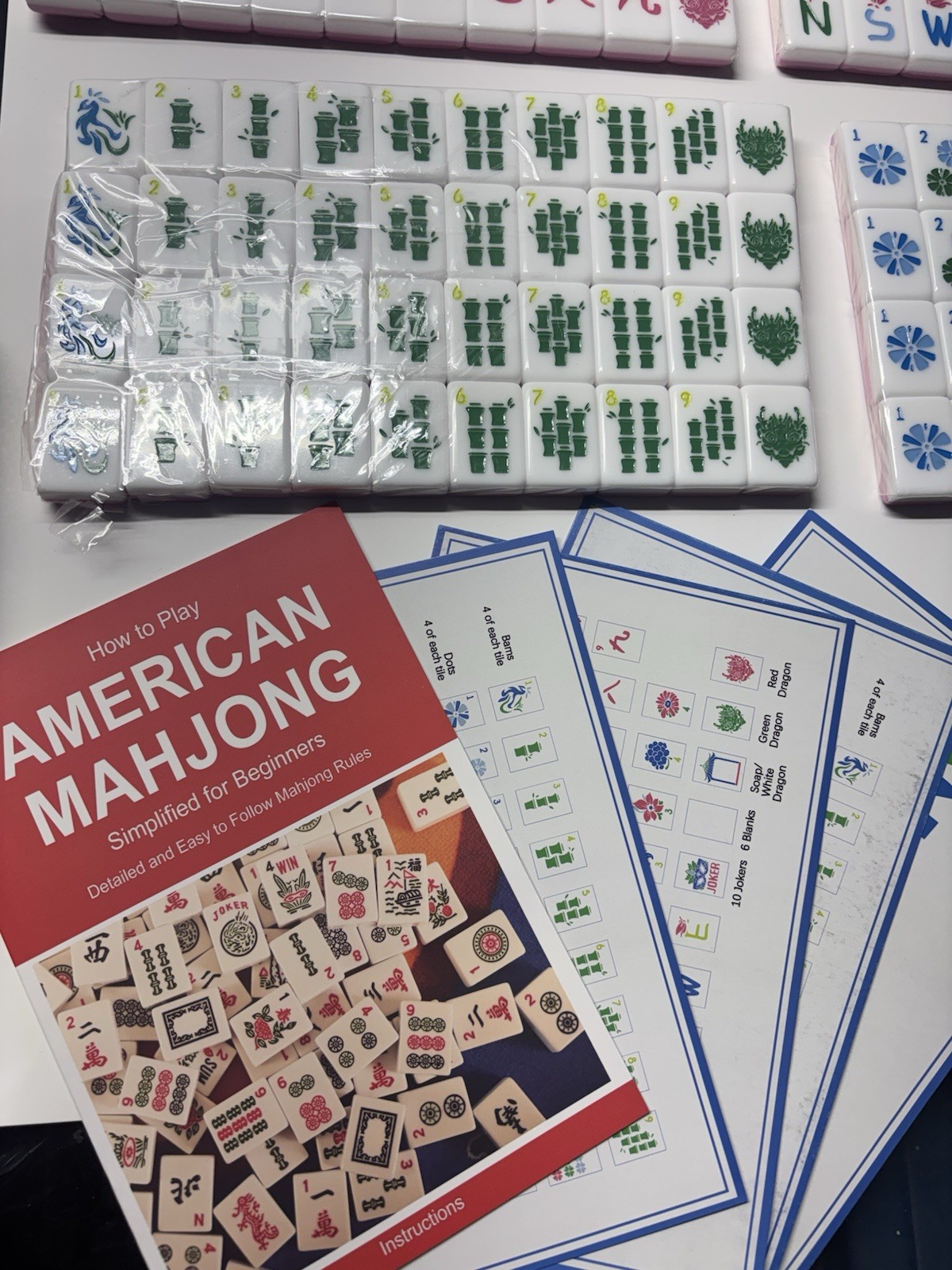 American Mahjong Tile Set(Pink) with Carrying Bag and Accessories, 160 Acrylic