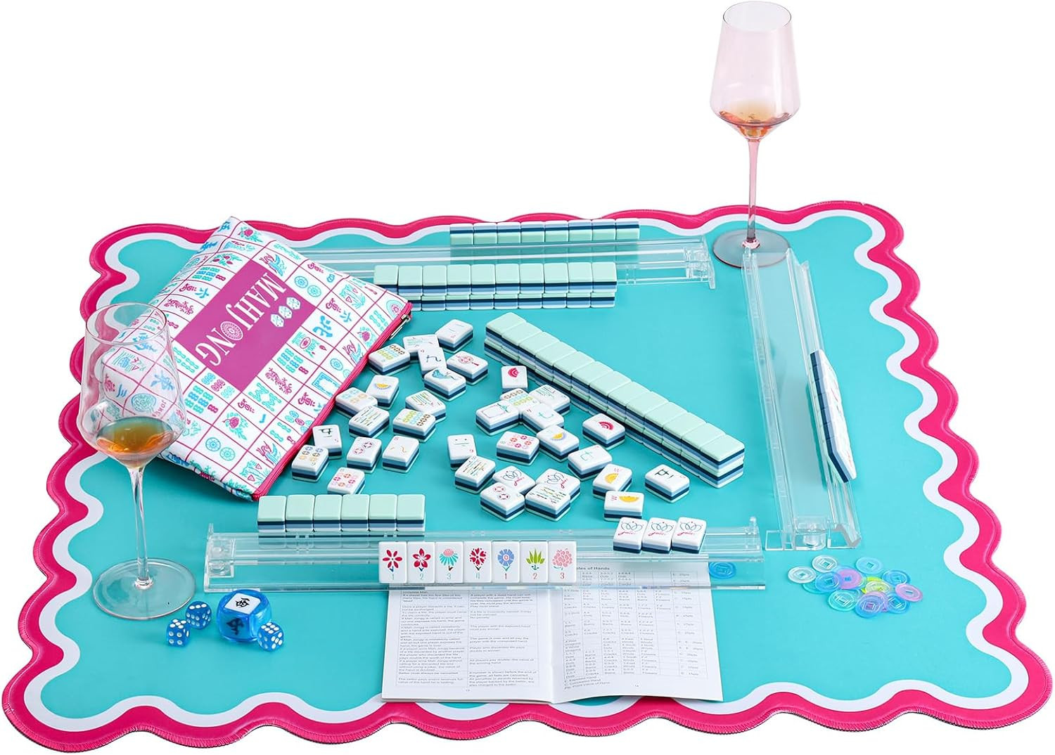 160 Acrylic 4 Layer Engraved American Mahjong Tiles Set with Carrying Bag and Ac