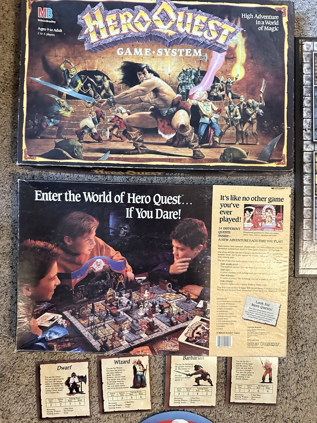 HERO QUEST ADVENTURE GAME SYSTEM MILTON BRADLEY 1989 1990 EDITION INCOMPLETE