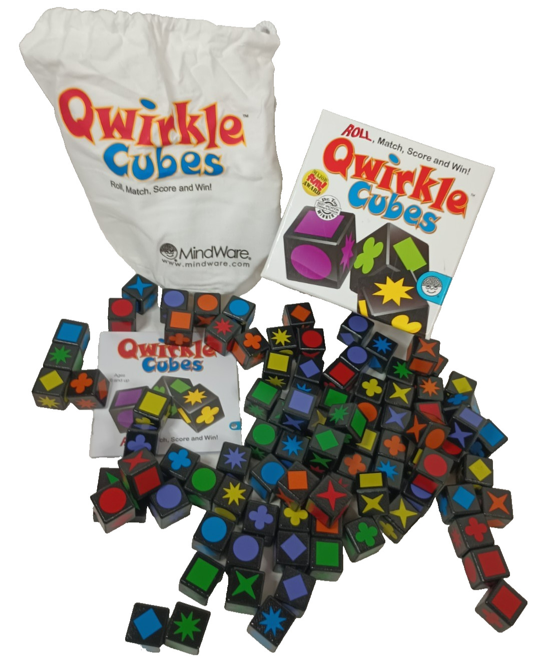 Qwirkle Cubes Game Mix Match Roll Win Mindware 2009 Dice Family Night Complete