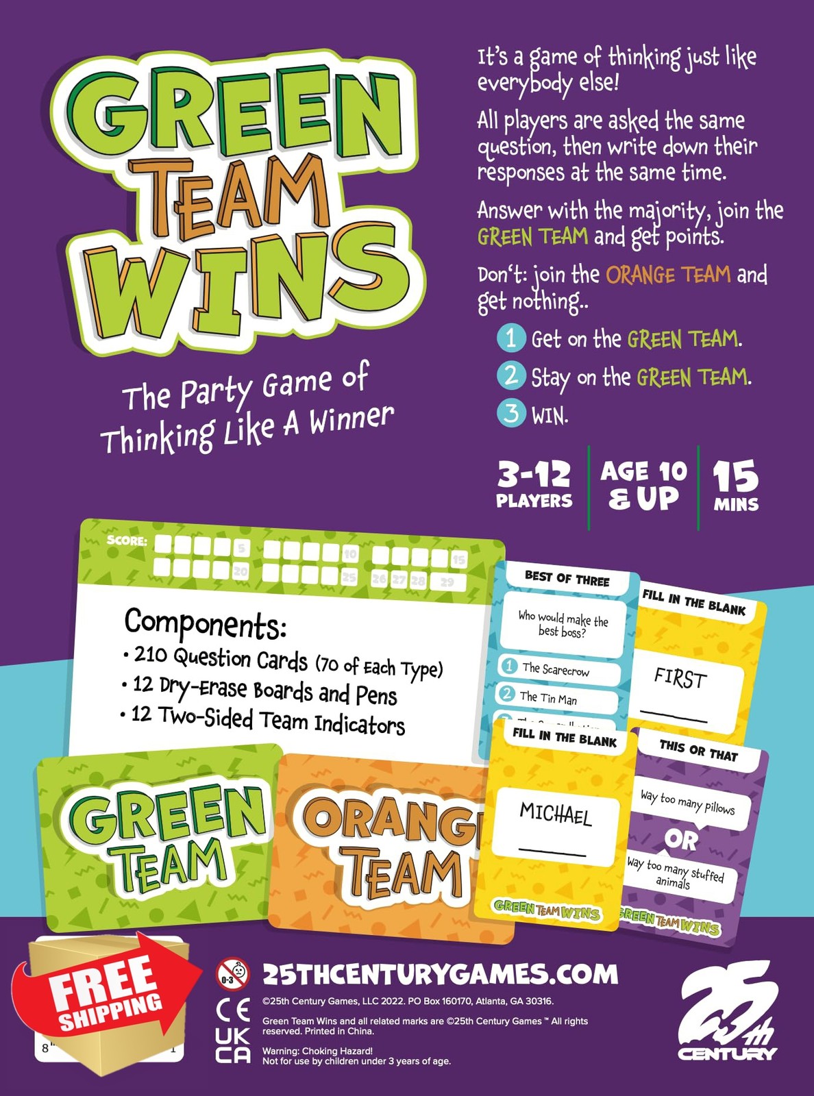 25th Century Games Green Team Wins Card Game