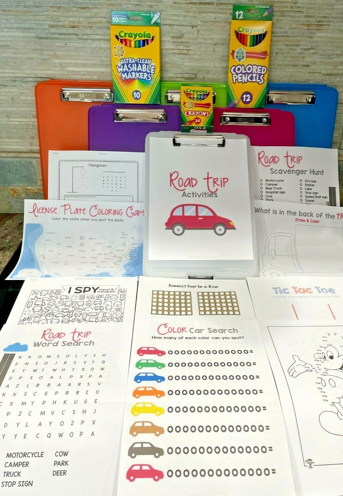 Children’s Activity Kit Travel Activities Games Art Box Drawing Fun for Kids