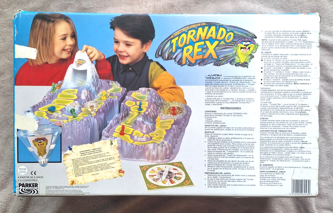 Vintage TORNADO REX Board Game. PARKER Brothers 1992. SPANISH! Complete, Working