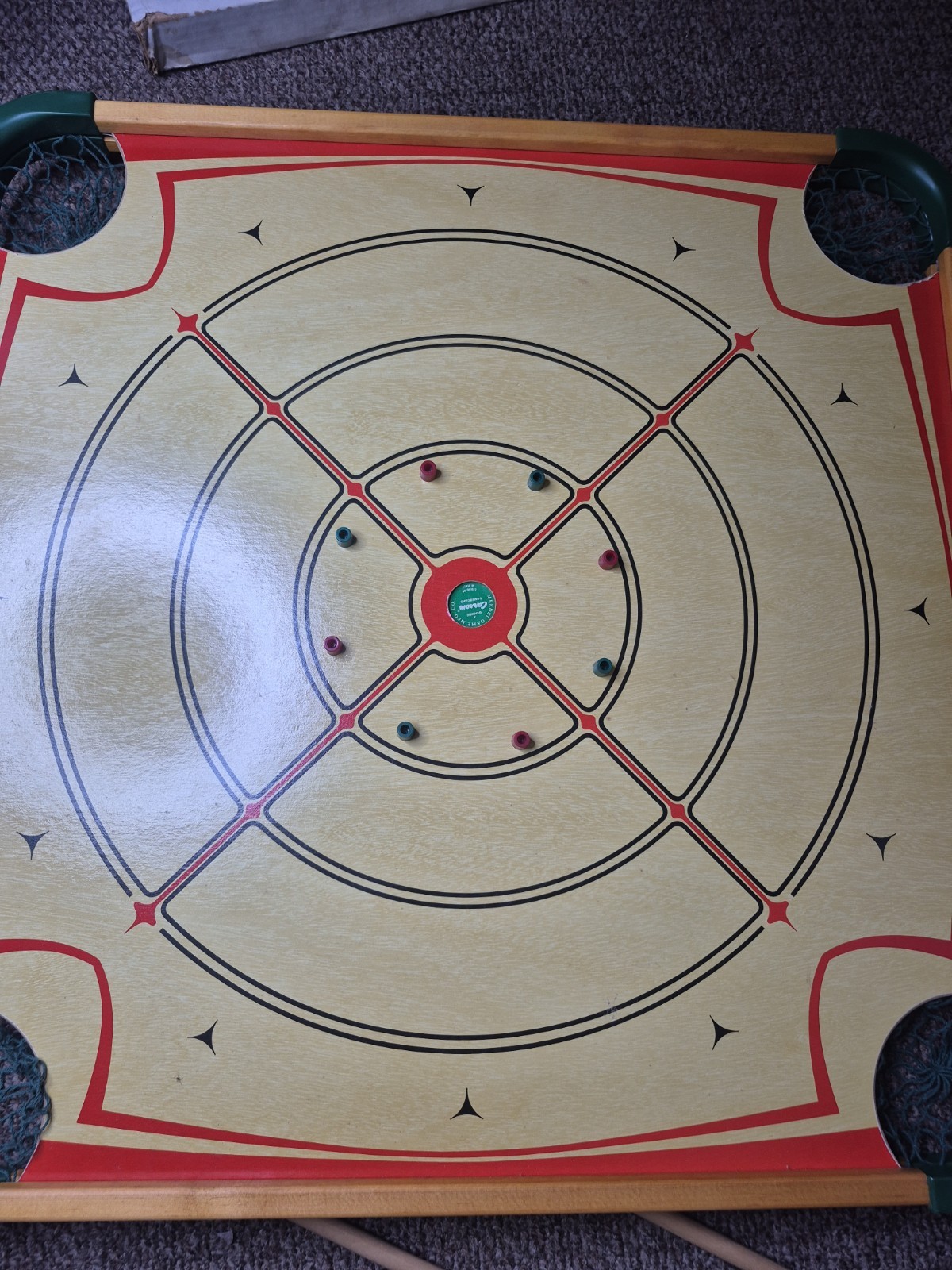 Vintage Carrom Wooden Game Board Table Model 100 Complete In Original Box