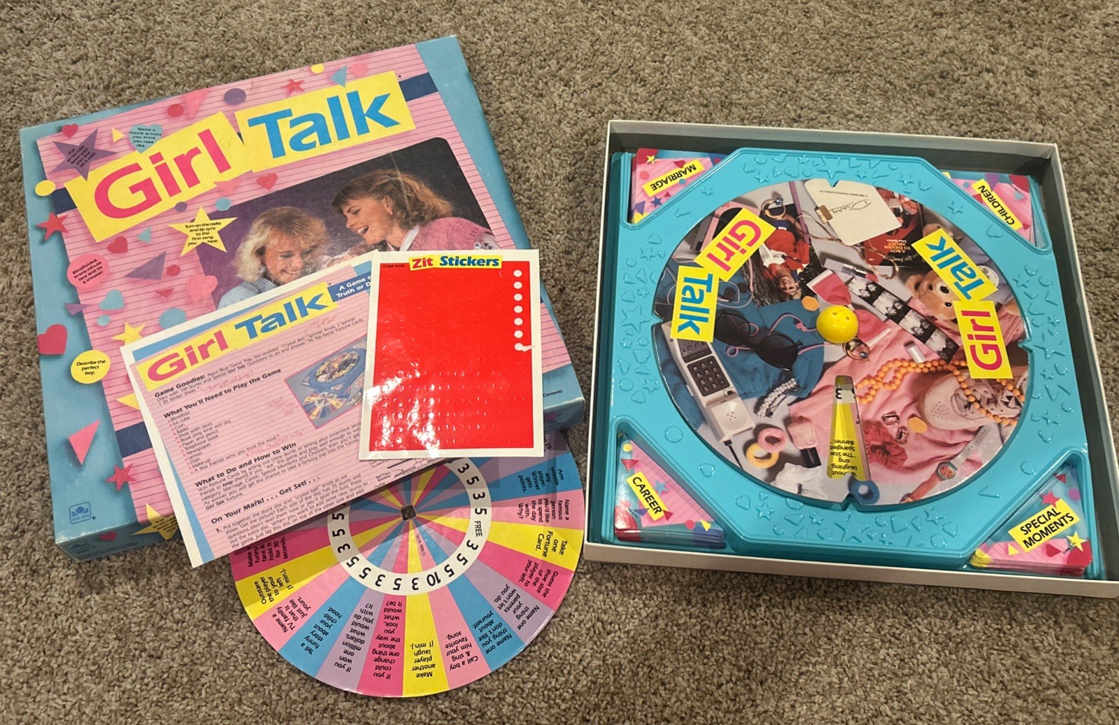 Vintage 1988 Girl Talk Board Game Golden Original W/Zit Stickers