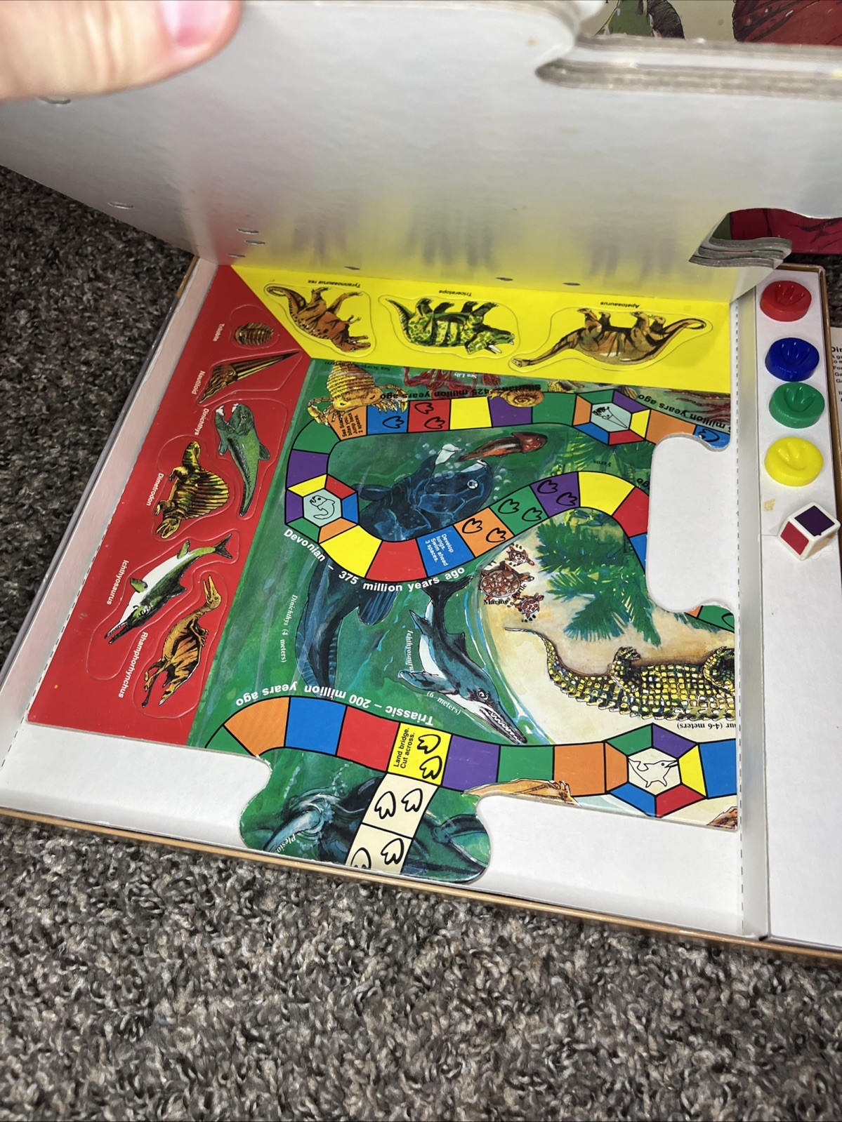 Vintage Aristoplay Dinosaurs And Things Board Game 100% Complete in Box 1987