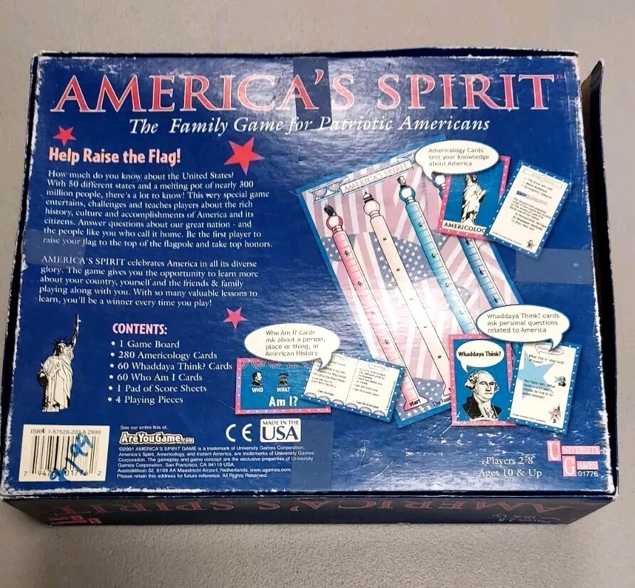 America’s Spirit The Family Game For Patriotic Americans 2001 University Games