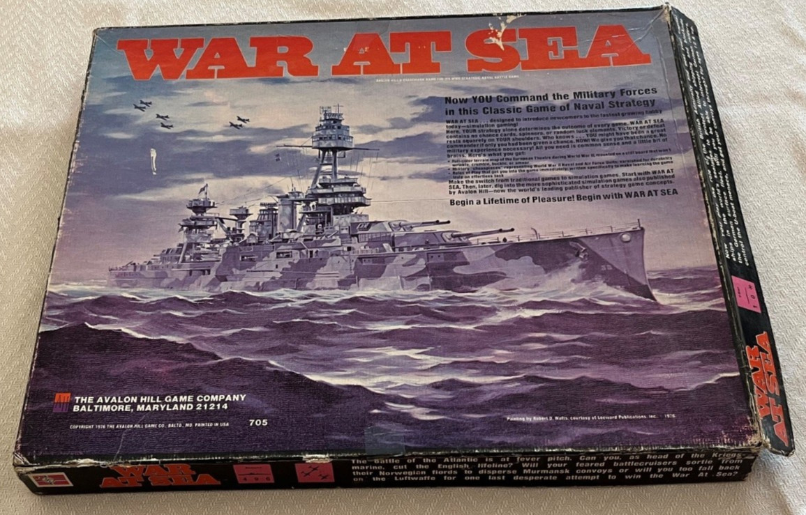 1976 Avalon Hill WAR AT SEA Game – 100% COMPLETE, ALL INTERNALS GREAT CONDITION!