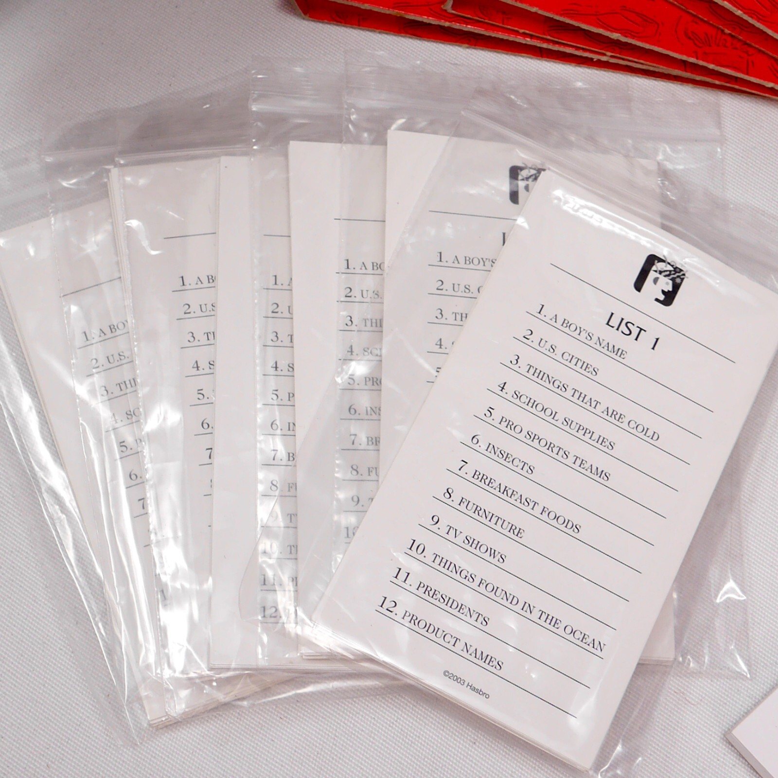 THE GAME of SCATTERGORIES Parker Bros / Hasbro 2003 ~ Get Together Games