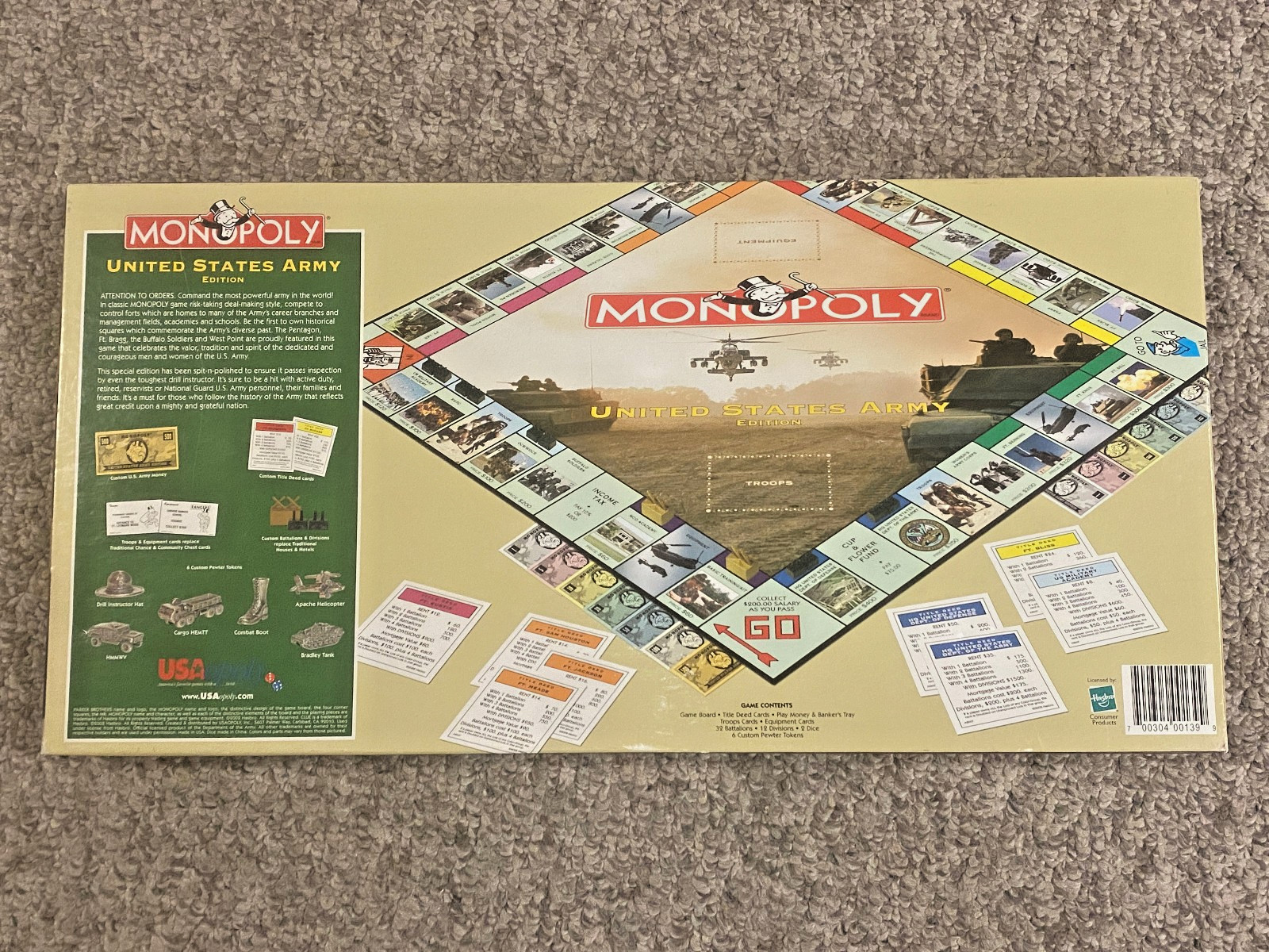 Monopoly: United States Army – Missing all 6 Pewter Tokens, Rules, & Some Houses
