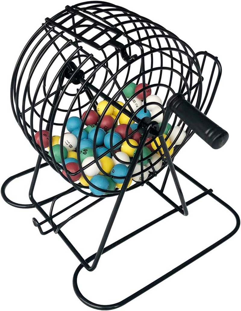 Deluxe Bingo Games Set – Metal Cage with Calling Board,50 Bingo Cards,300 Colorf