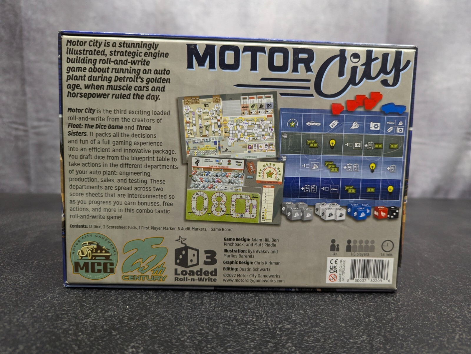 Motor City (Board Game) 25th Century Games Pinchback Riddle roll write COMPLETE