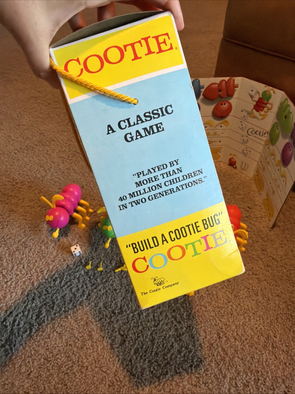 Vintage 1972 /1986 Cootie Bug Board Game With Box Schaper Mfg Co.
