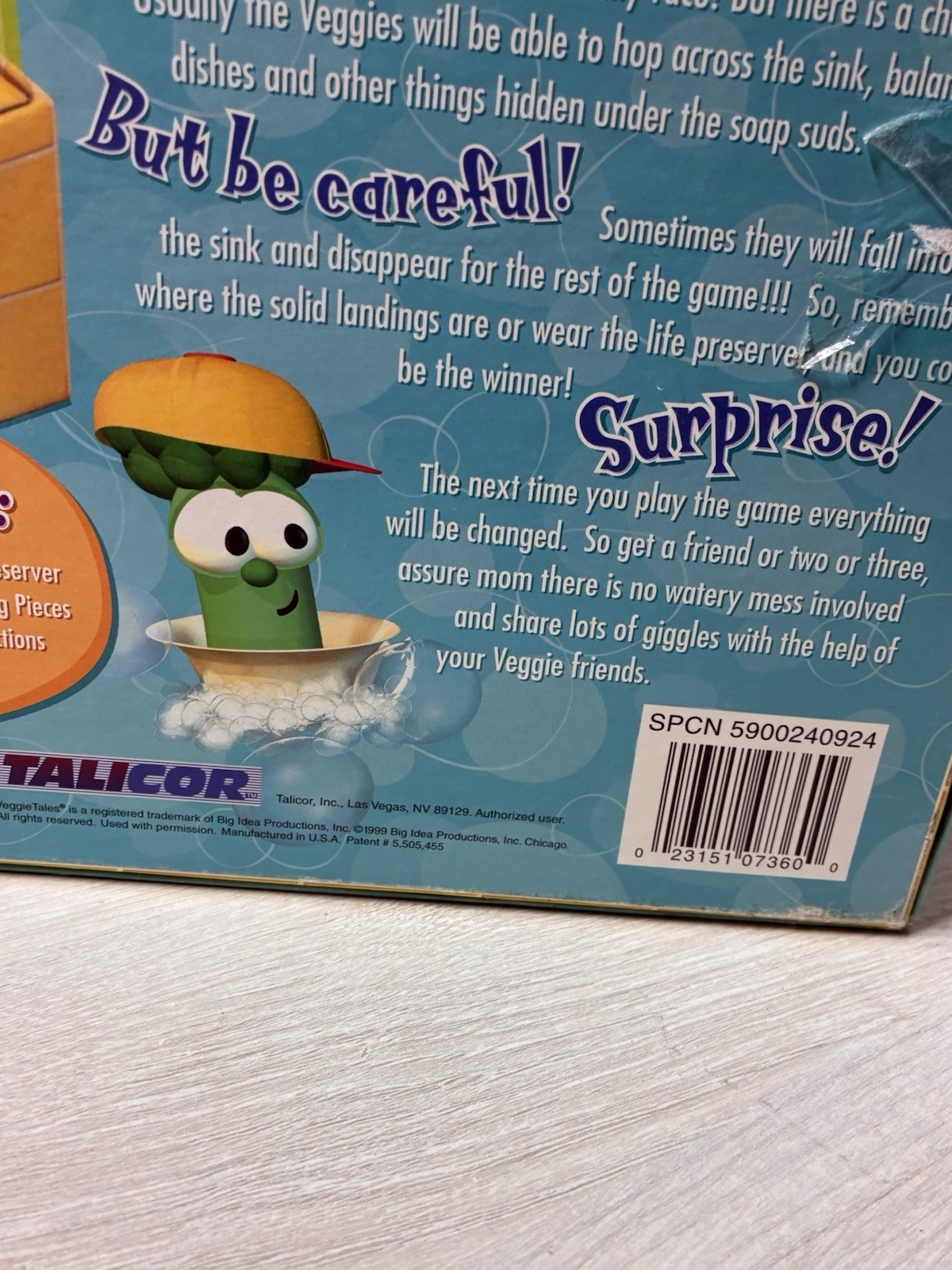 VeggieTales Don’t Sink In The Sink Board Game Talicor 1999 Complete Family VTG