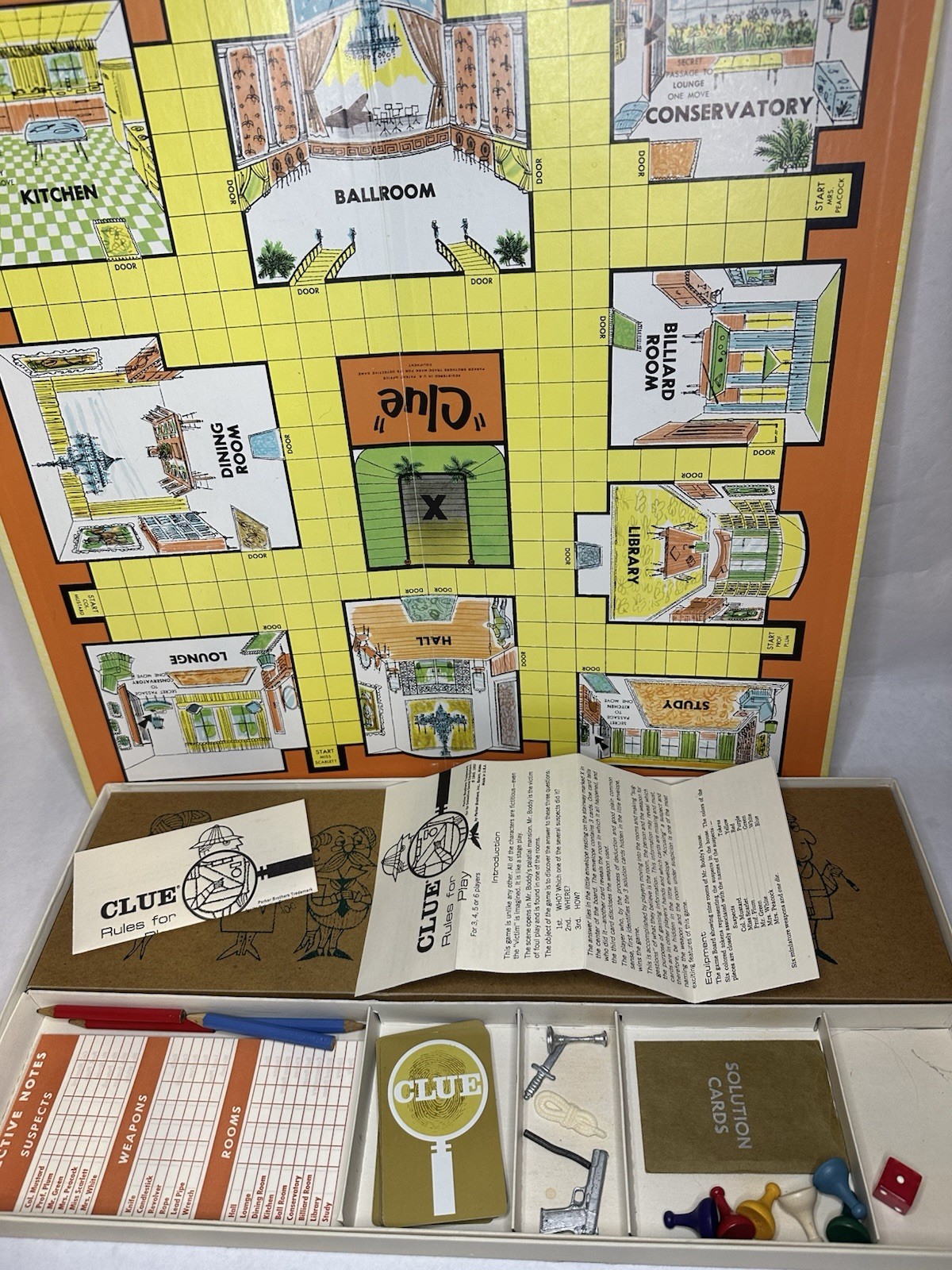 Vintage 1963 Clue Detective Game Parker Brothers 99% Complete Missing Wrench