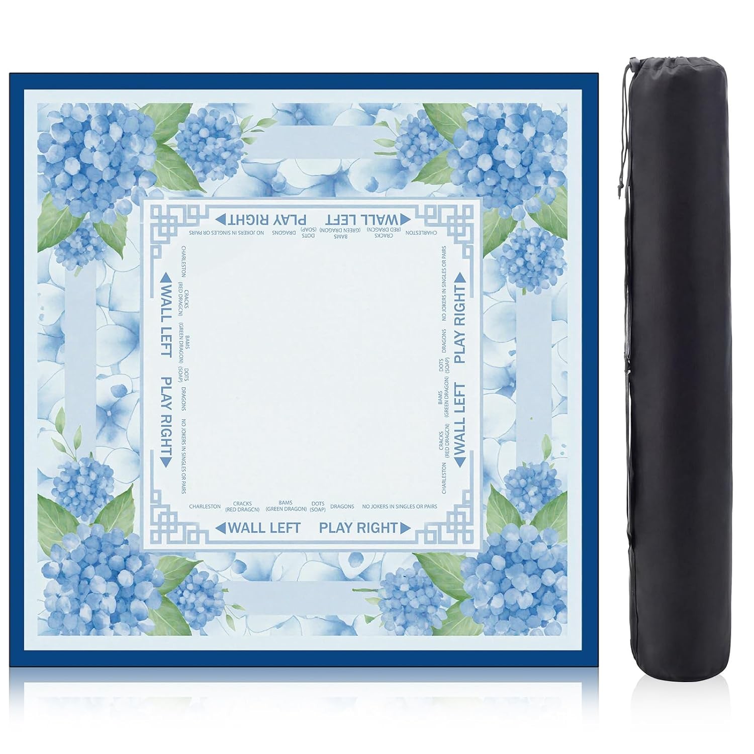 Flower Mahjong Mat 31.5″ x 31.5″ Non-Slip Noise Reduction Gaming Table Mat