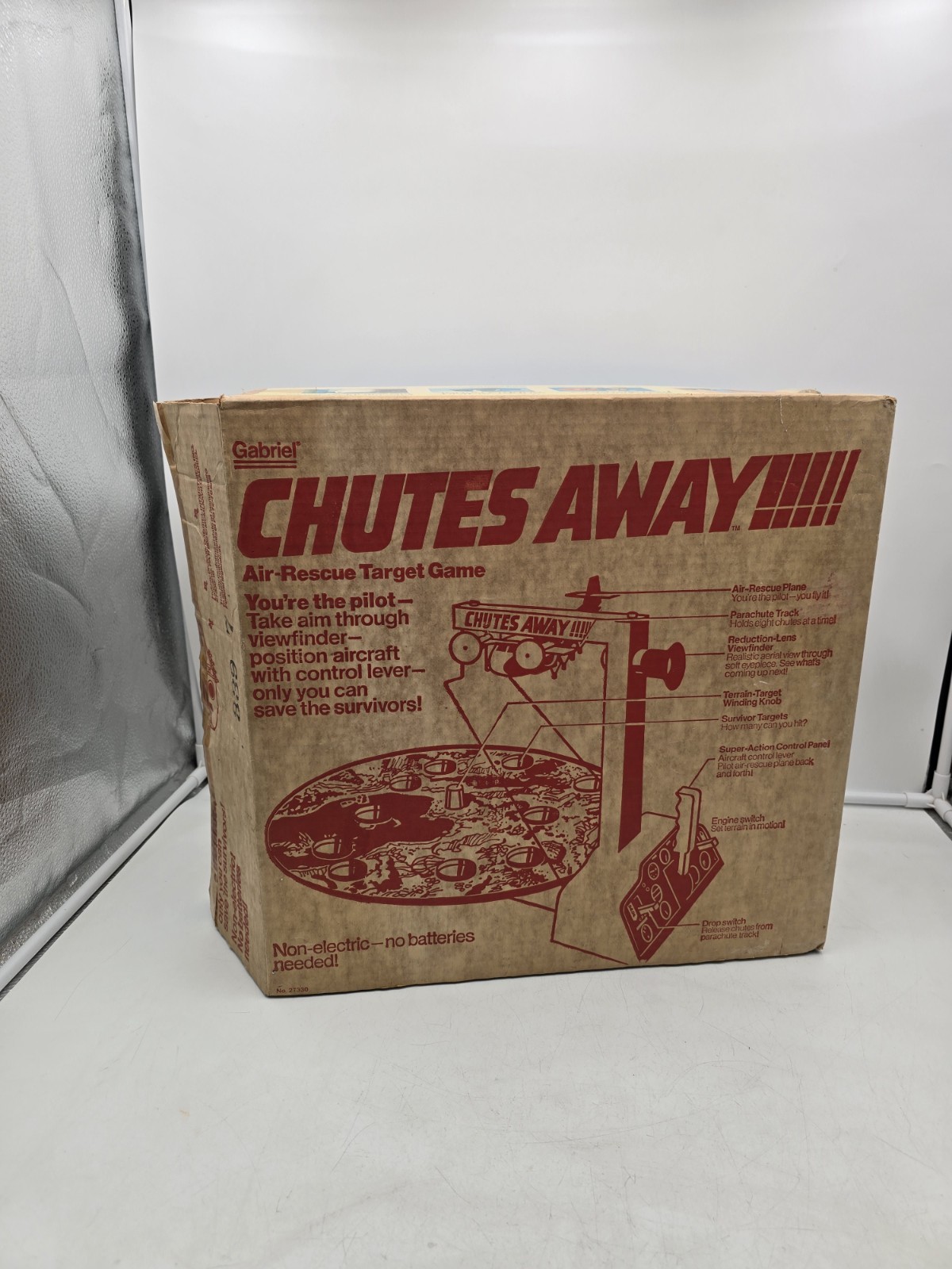 Vintage Gabriel Chutes Away Air-Rescue Target Game 1977 Box Parts Repair Read!