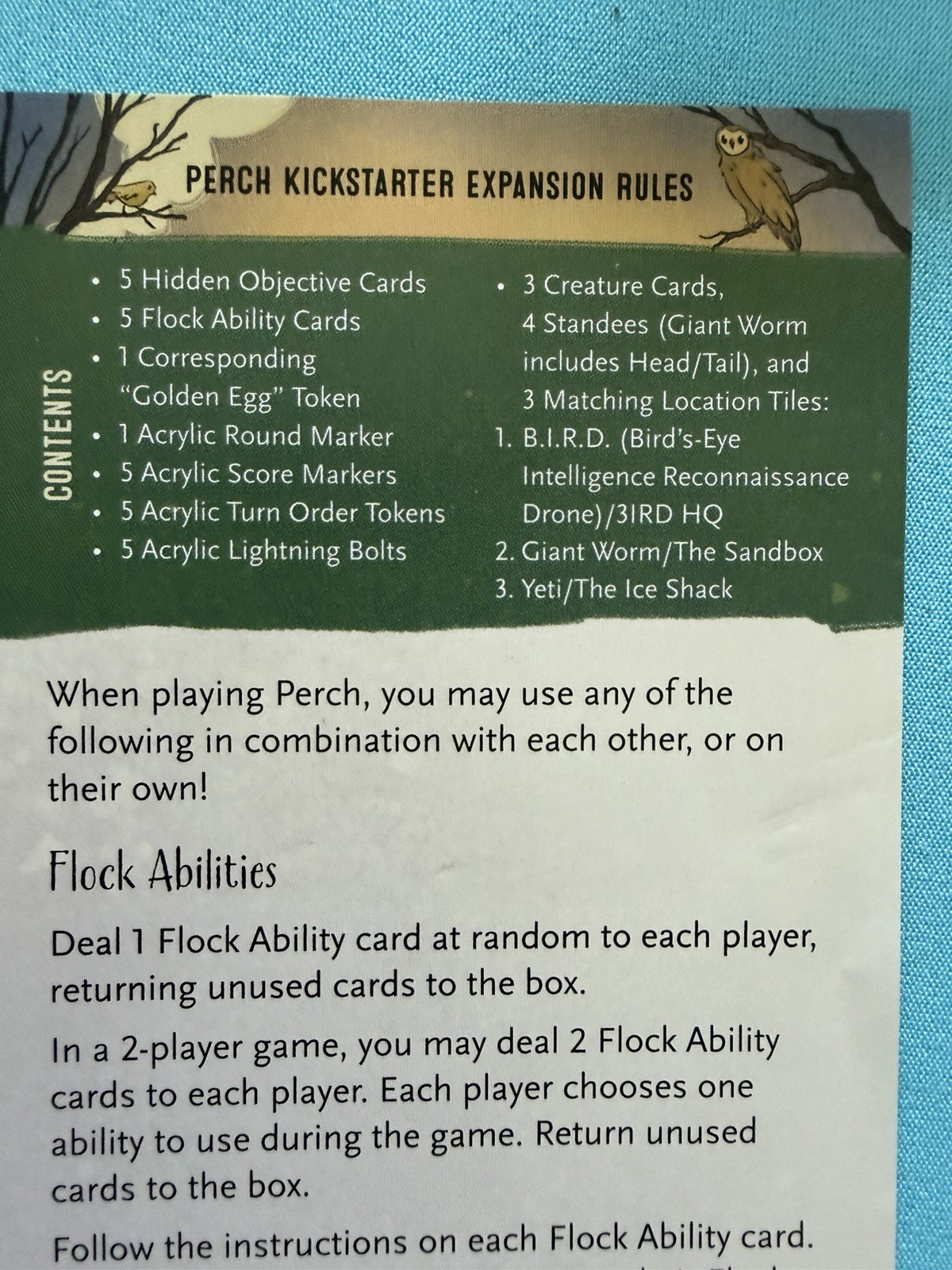 Perch Board Game w/ Expansion 2024 Inside Up Games by Doug Hettrick Complete!