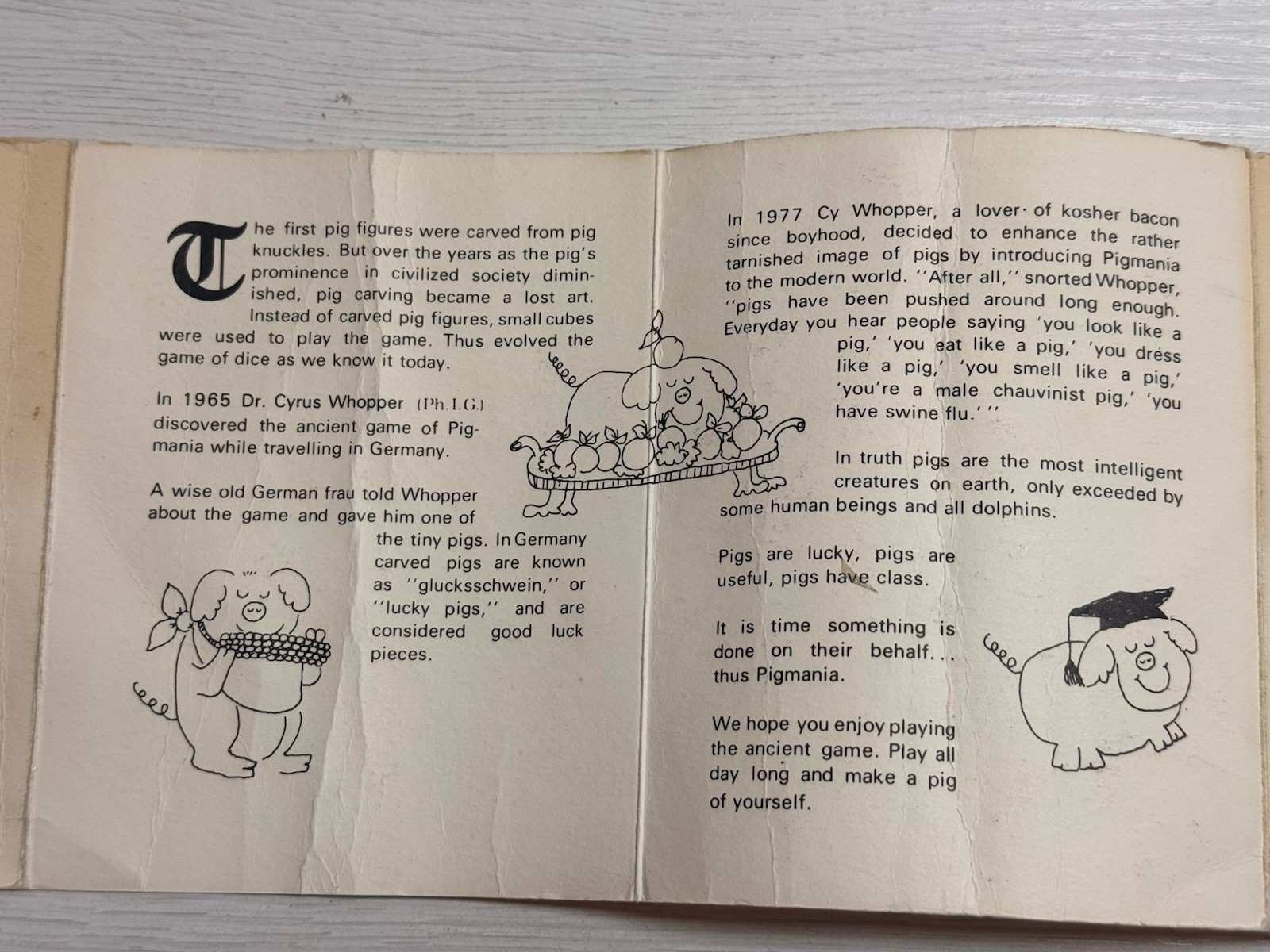 Pig Mania Family Board Game 1977 Vtg David Moffat Pig Mania Dice Chance