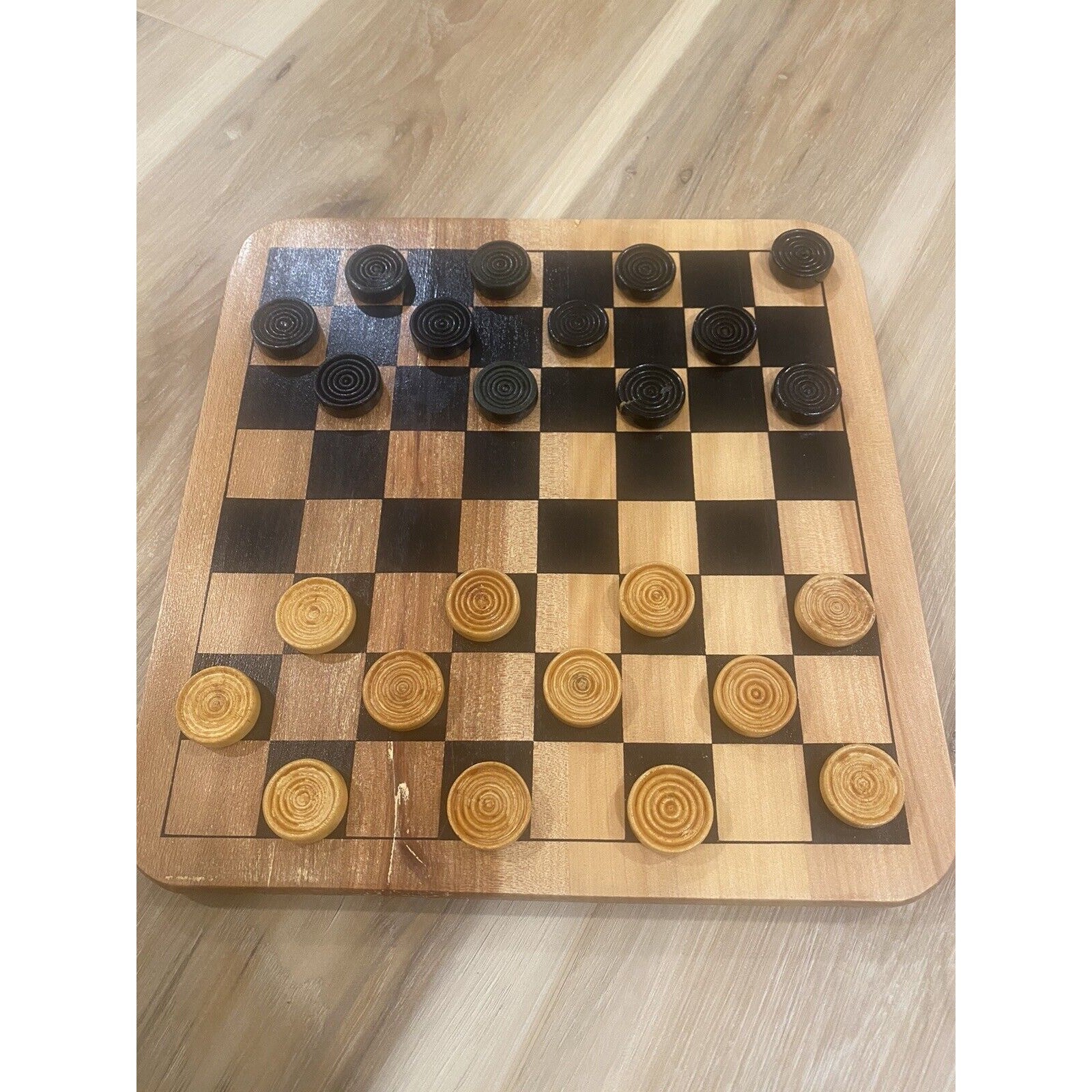 Wooden 4-in-1 Board Game Set: Chess, Checkers, Dominoes, Parchessi Reversible