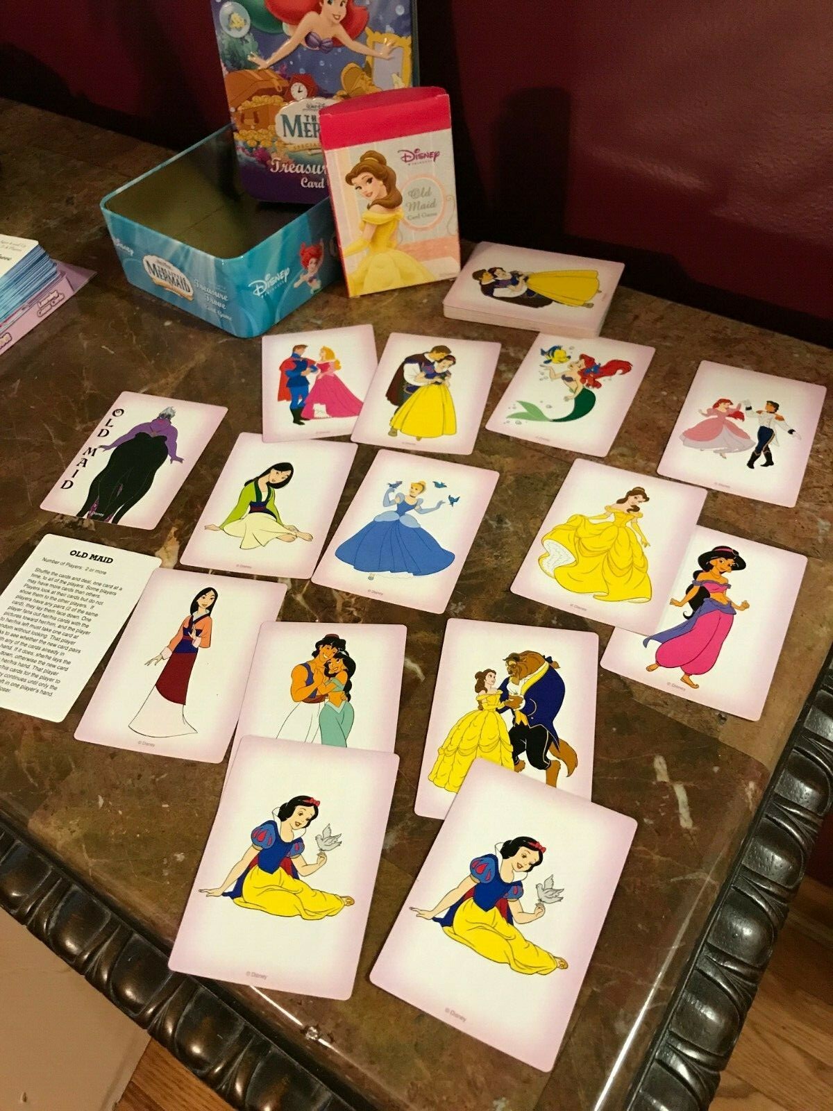 Disney Little Mermaid Treasure Trove Card Game Collectible Tin Lot 3 Old Maid