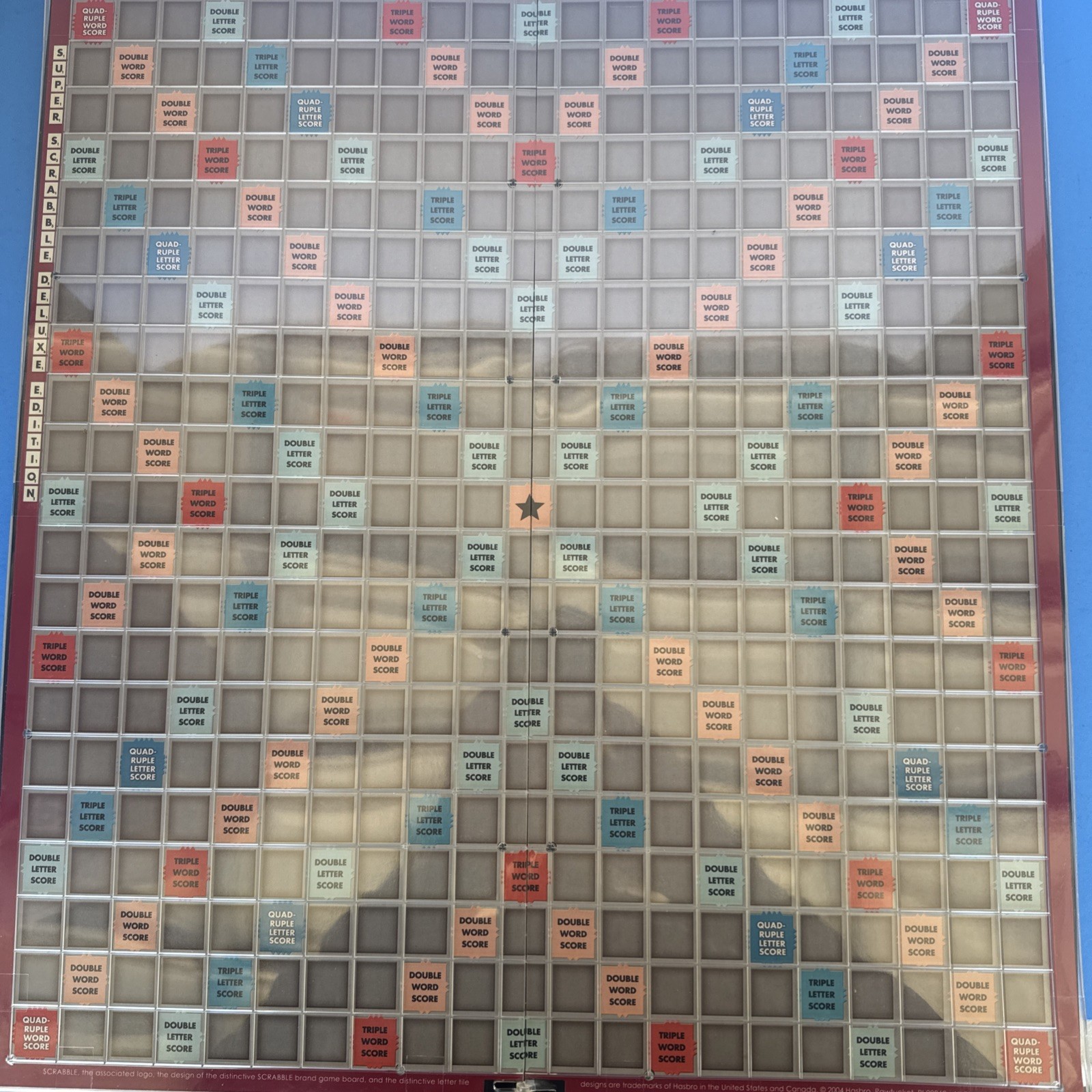 Super Scrabble Deluxe Edition Rotating 200 Tile Folding Rotating Board Complete