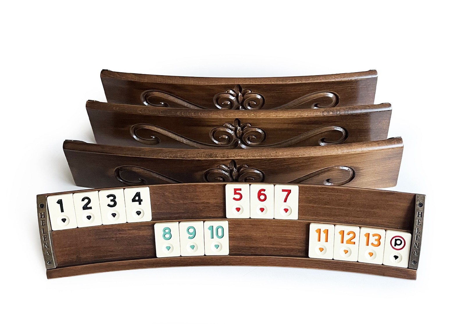 Elliptic Massive Wood Rummi Set Handmade Hand Carved, Rummy Cube Set, Okey Game